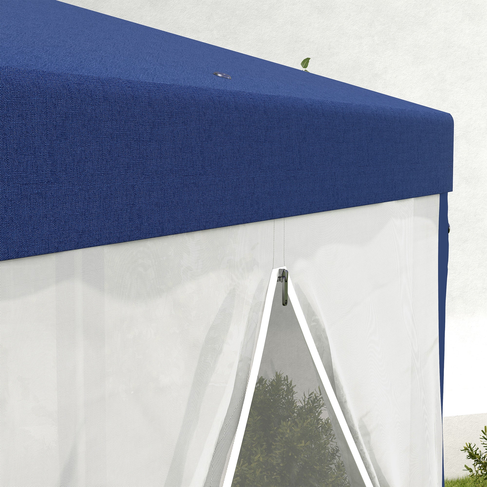 13' x 11' Hexagon Sun Shade Canopy with Protective Mesh Walls & Stakes, Blue - Image 11