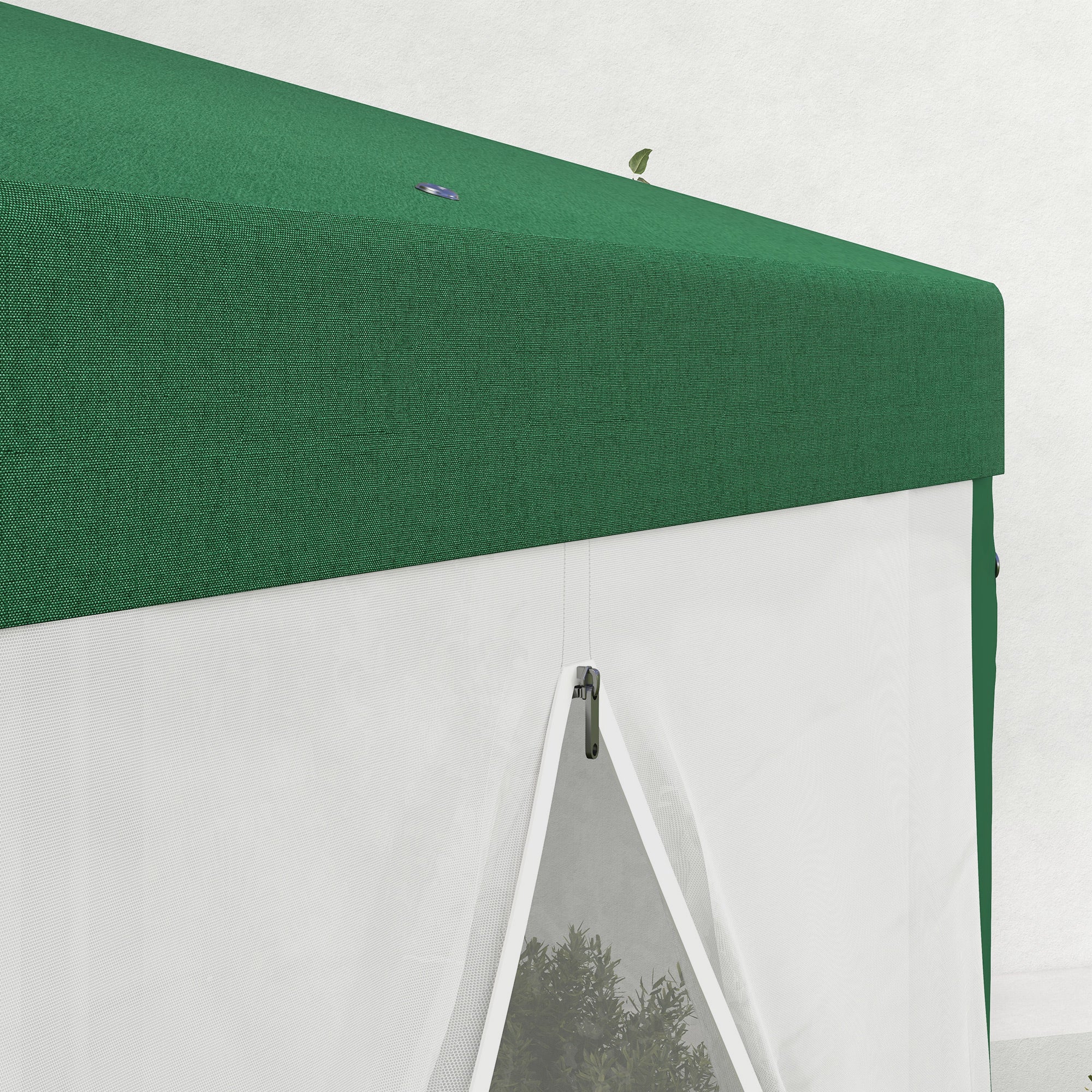 13' x 11' Hexagon Sun Shade Shelter Canopy with Mesh Sidewalls, Ropes, Stakes, Green - Image 11
