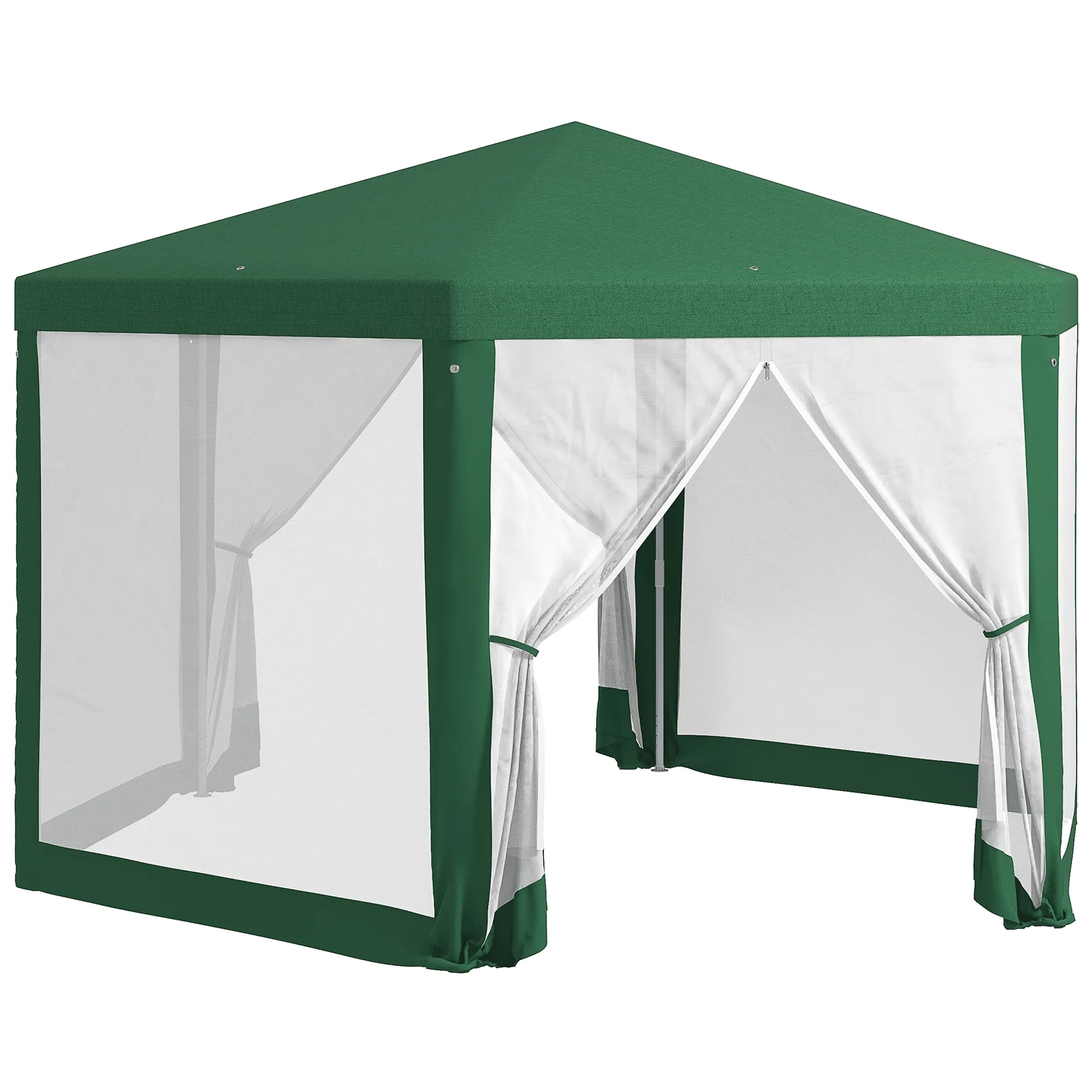 13' x 11' Hexagon Sun Shade Shelter Canopy with Mesh Sidewalls, Ropes, Stakes, Green - Image 12