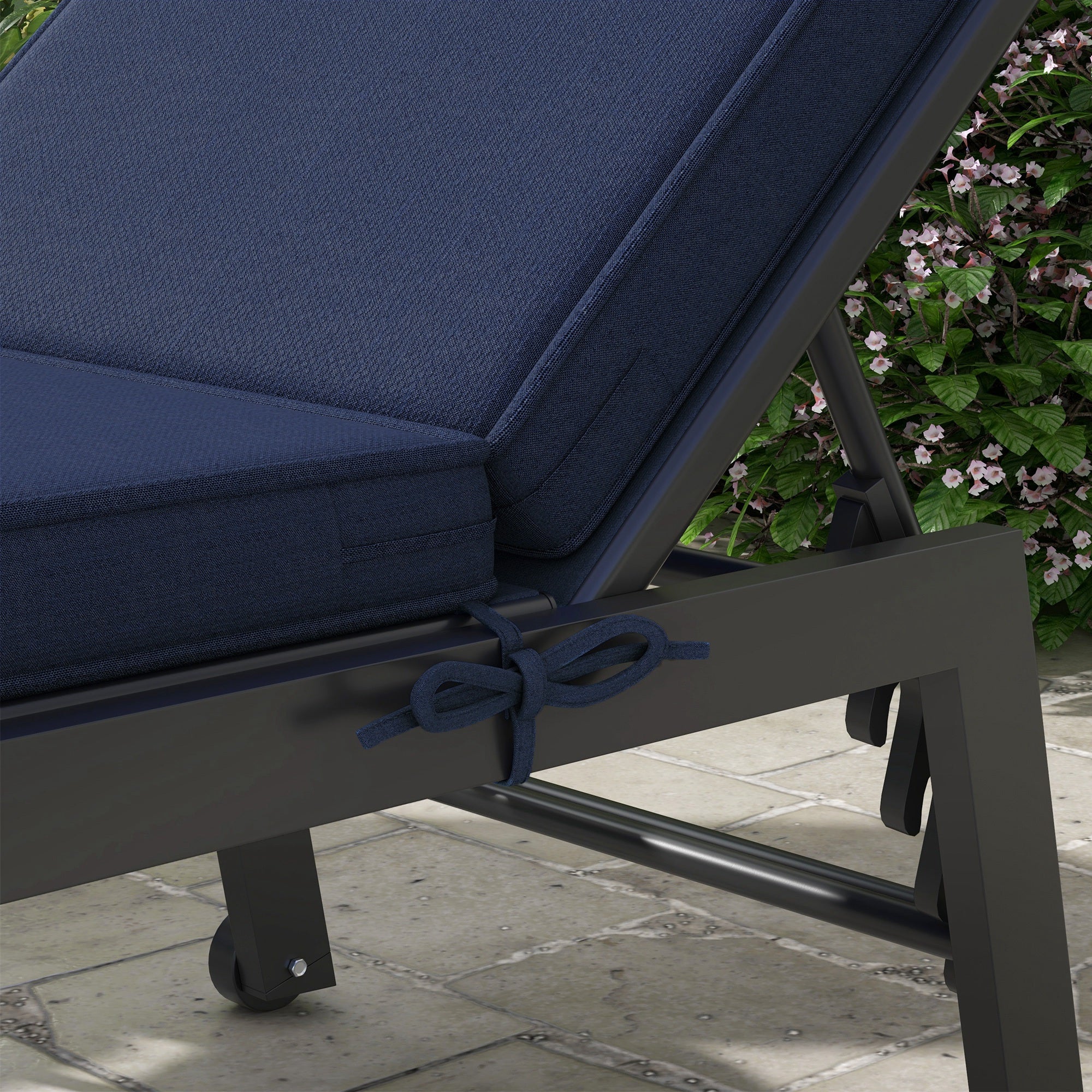 2-Pack Patio Chair Cushions with Backrests for Outdoor Lounge, Navy Blue - Image 10