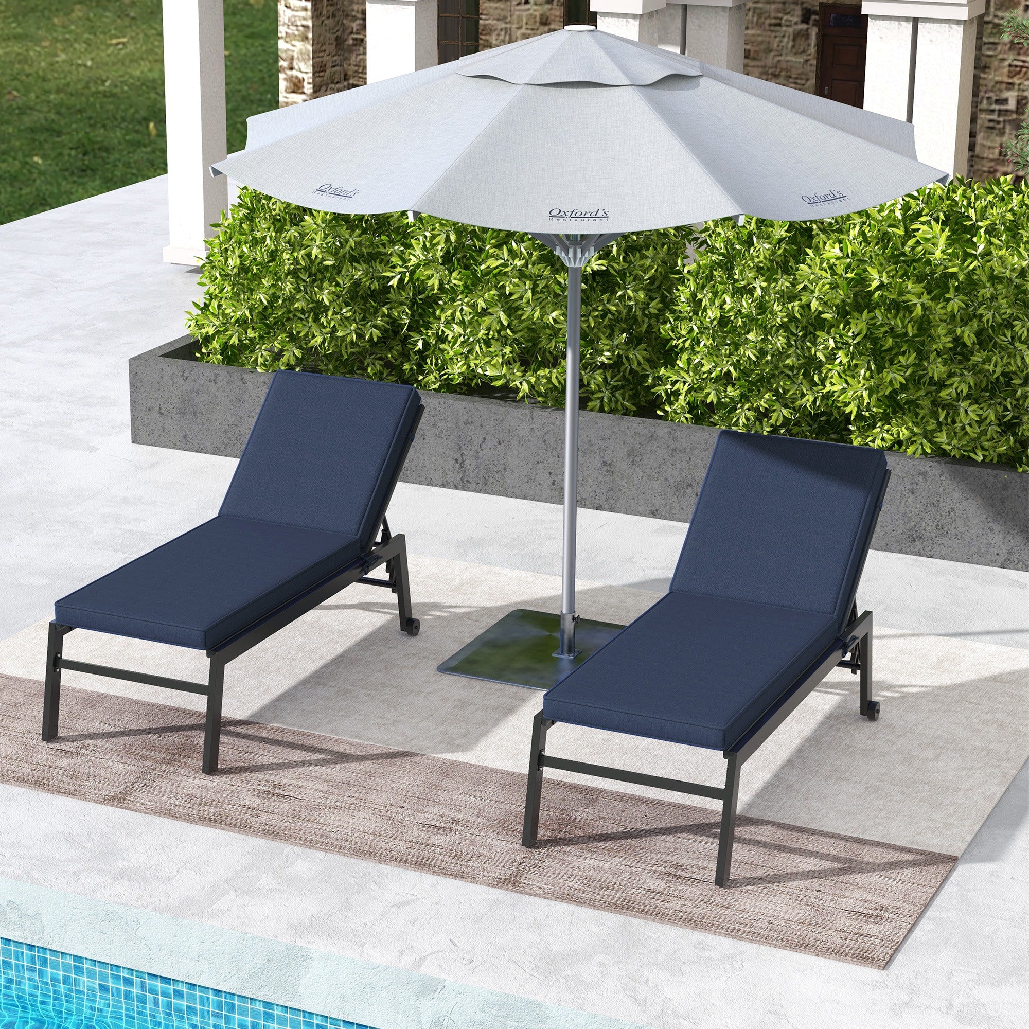 2-Pack Patio Chair Cushions with Backrests for Outdoor Lounge, Navy Blue - Image 9