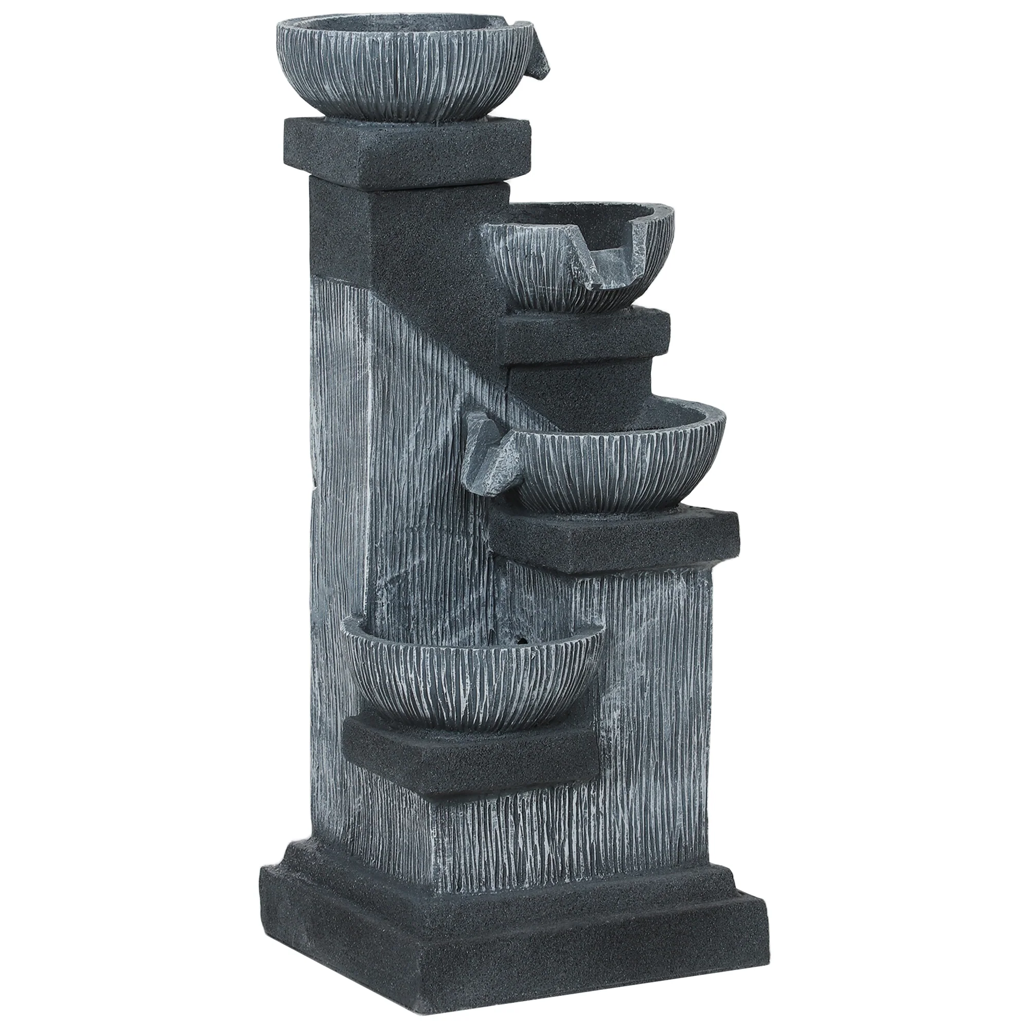 33.5" 4-Tier Resin Cascading Outdoor Fountain with LED Lights - Image 12