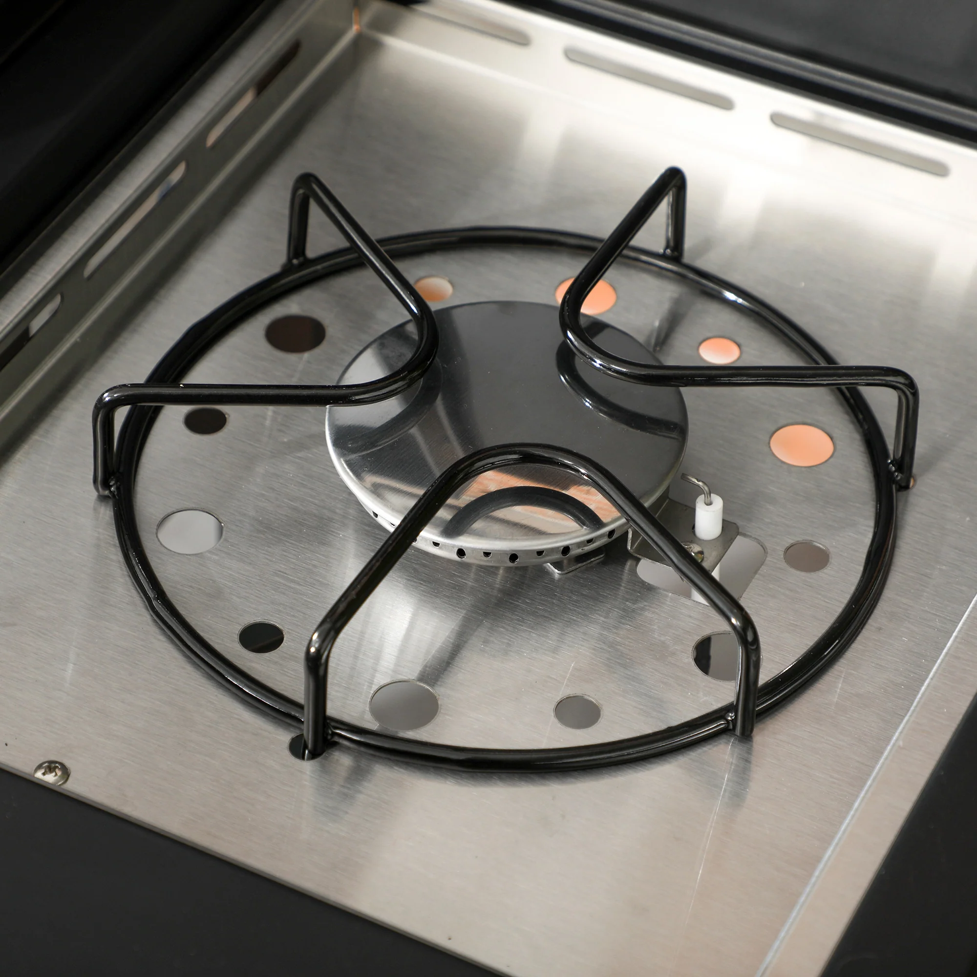 4 Burner Propane Gas Grill with Side Burner, 40,000 BTU, Shelves, Thermometer, Bottle Opener, Black - Image 10