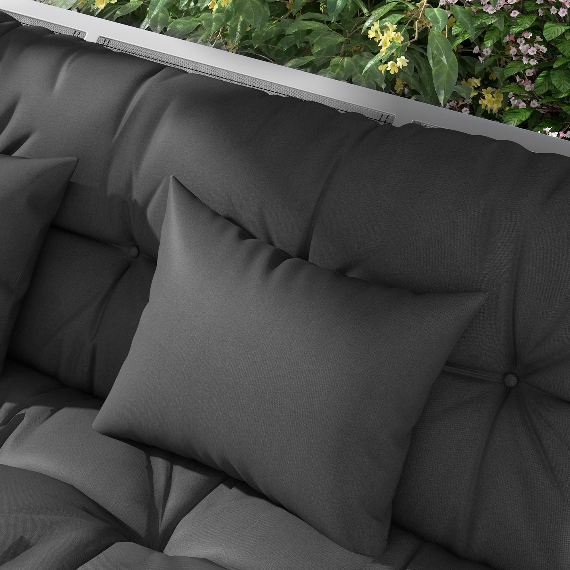 59" Tufted Bench Cushions, Seat Pad, Back Pillows, Outdoor Furniture, Charcoal - Image 10