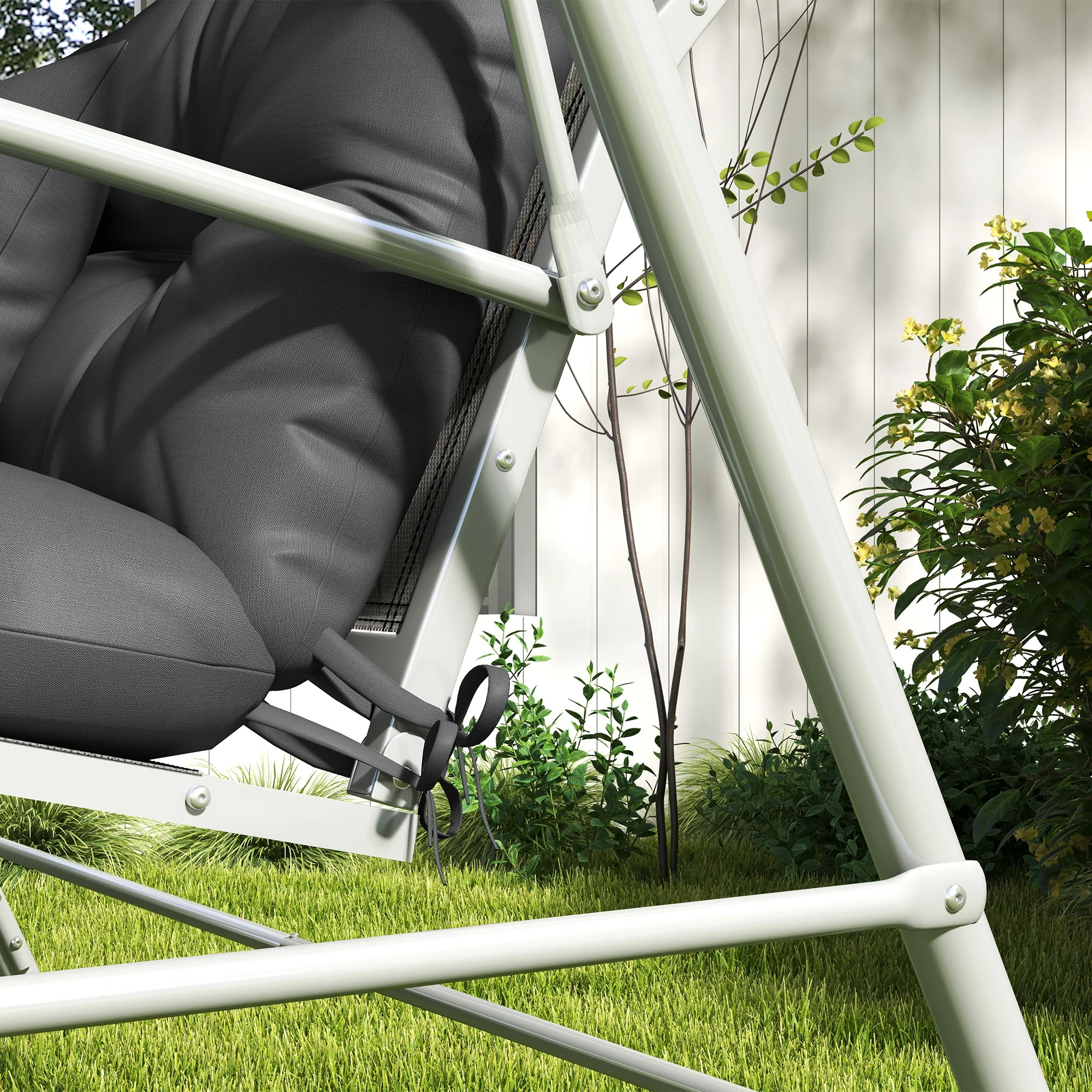 59" Tufted Bench Cushions, Seat Pad, Back Pillows, Outdoor Furniture, Charcoal - Image 11