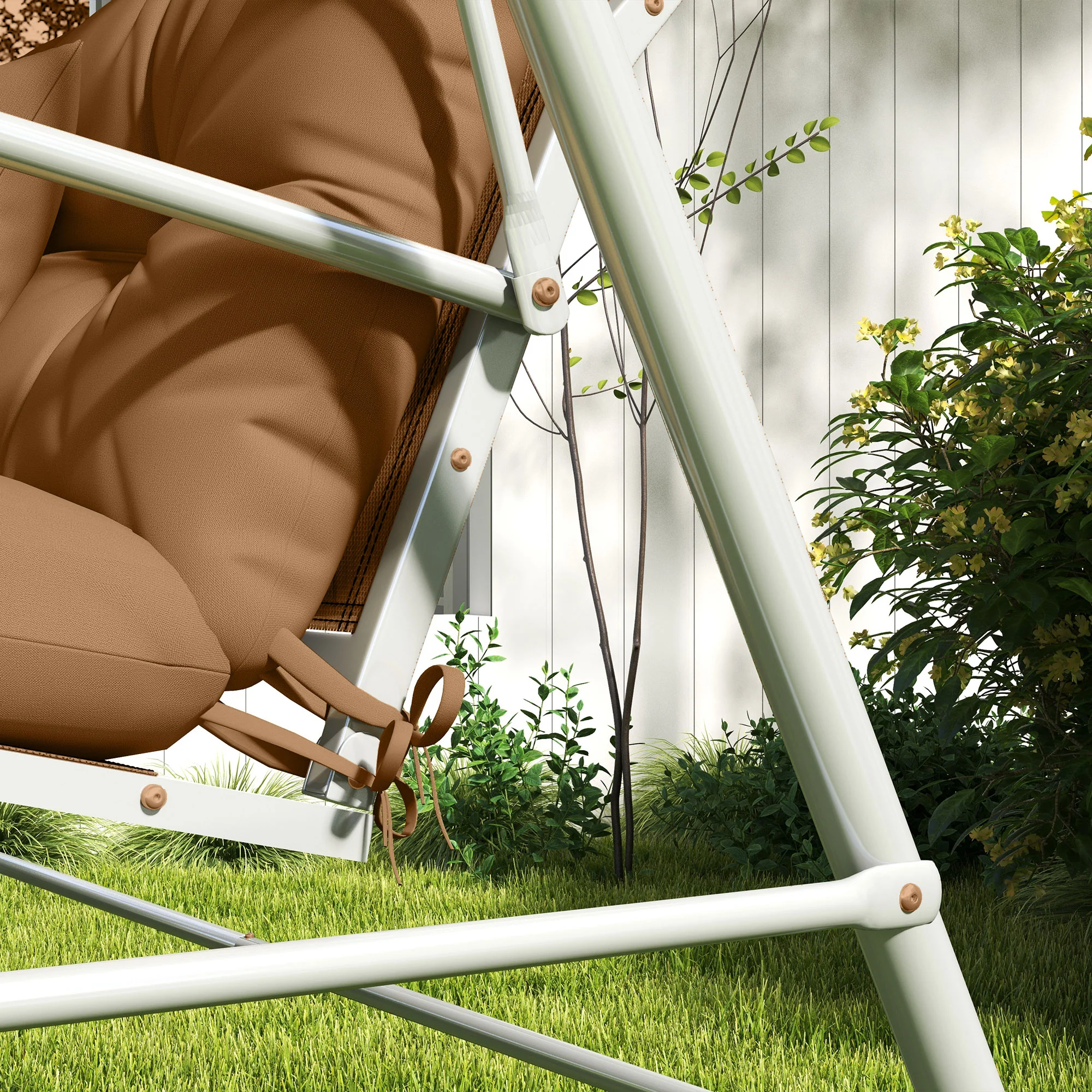 59" Tufted Bench Cushions, Seat Pad, Back Pillows, Outdoor Furniture, Tan - Image 11