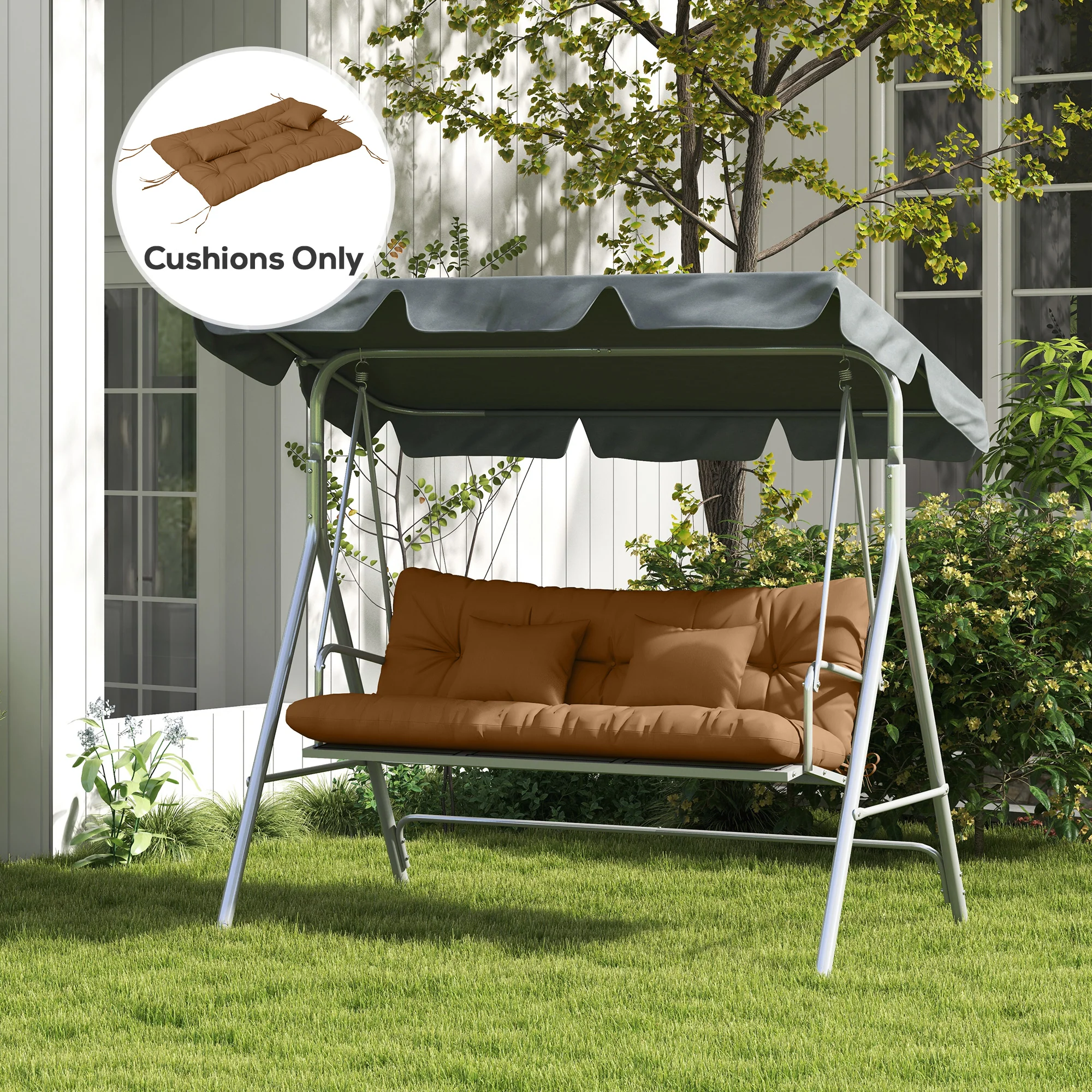 59" Tufted Bench Cushions, Seat Pad, Back Pillows, Outdoor Furniture, Tan - Image 4