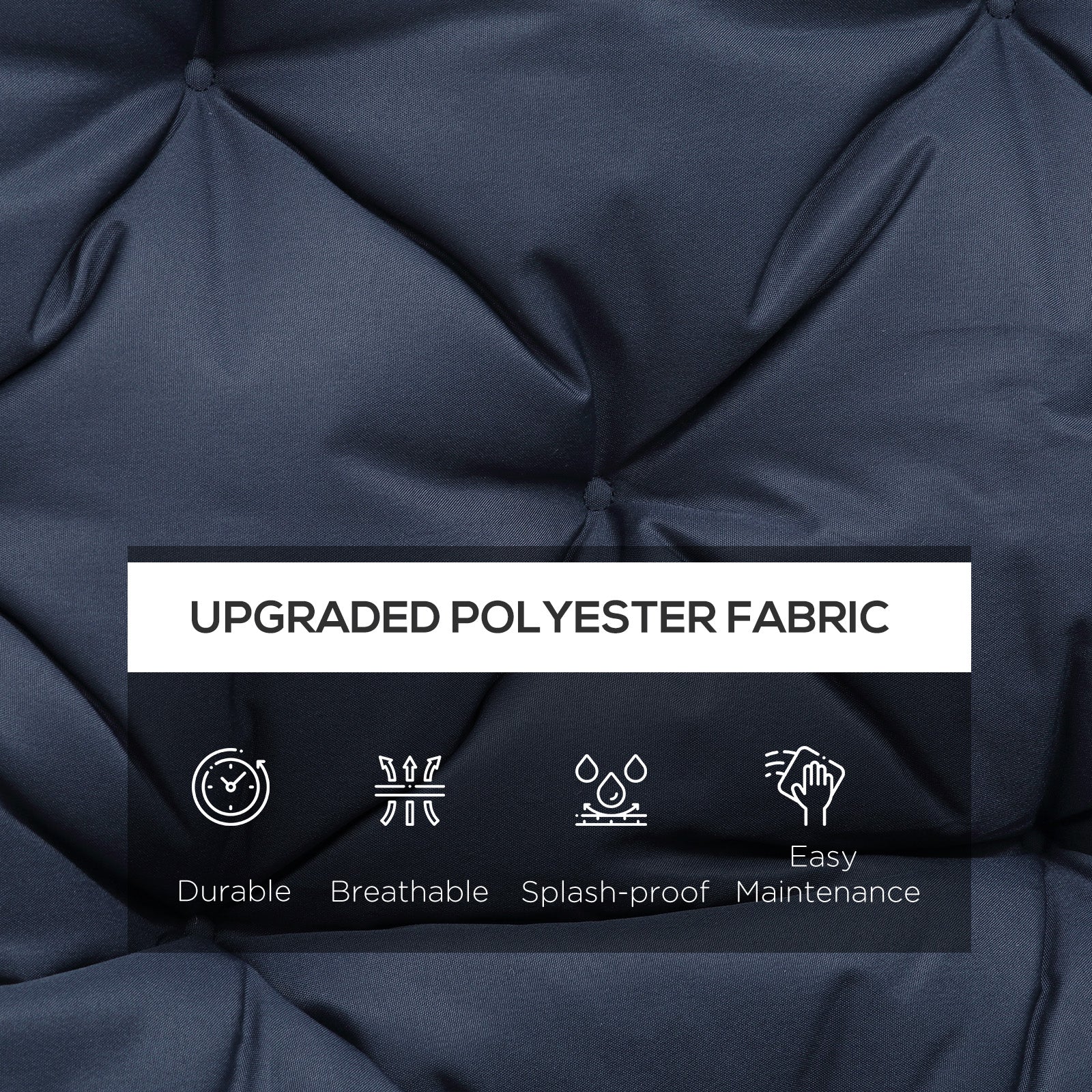 59"x38" Tufted Bench Cushion for Outdoor 3-Seater Furniture, Dark Blue - Image 6