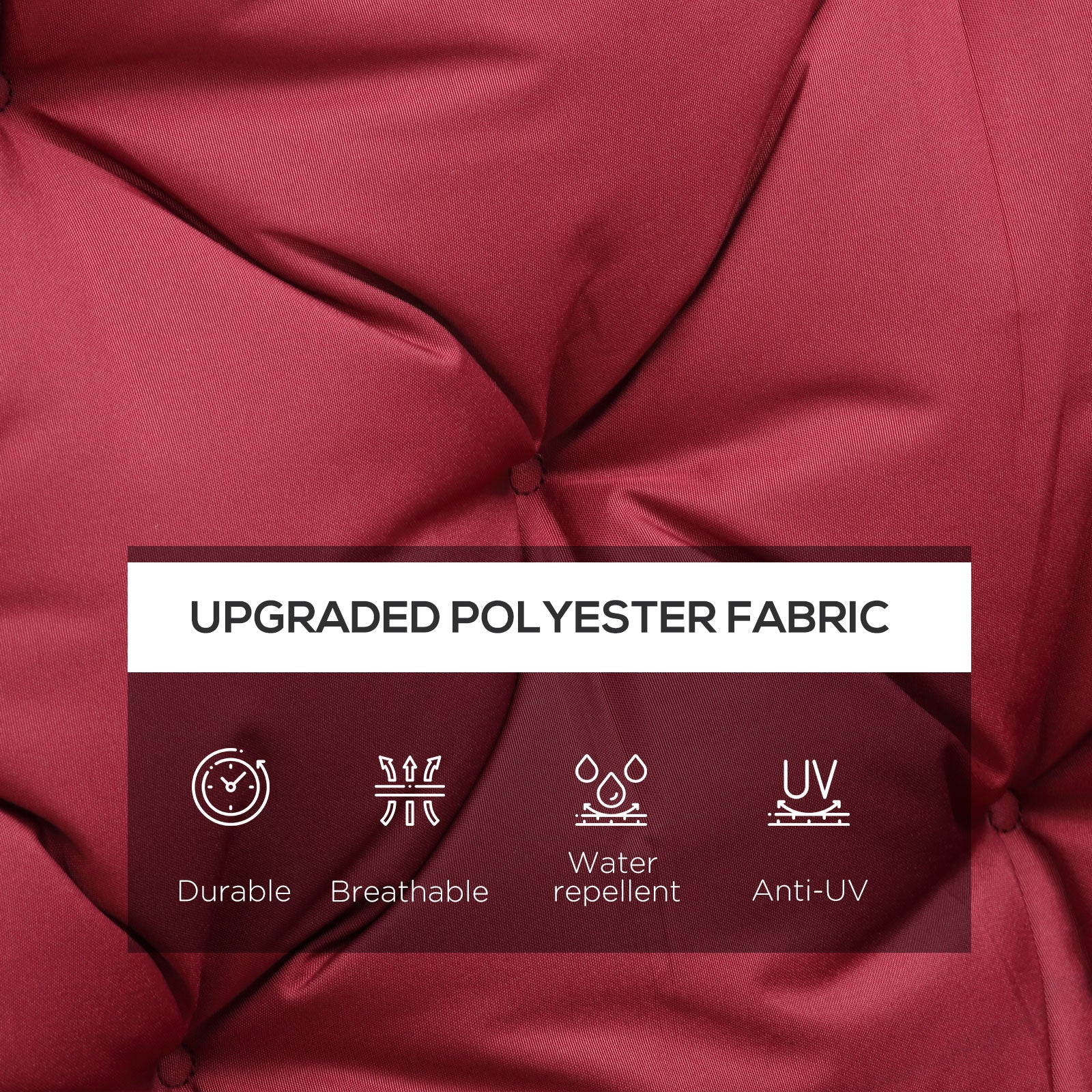 59"x38" Tufted Bench Cushion for 3-Seater Outdoor Furniture, Wine Red - Image 6