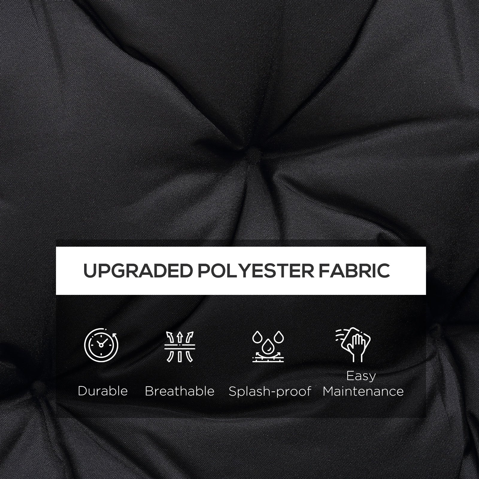 59"x38" Tufted Bench Cushion for Outdoor 3-Seater Furniture, Black - Image 6