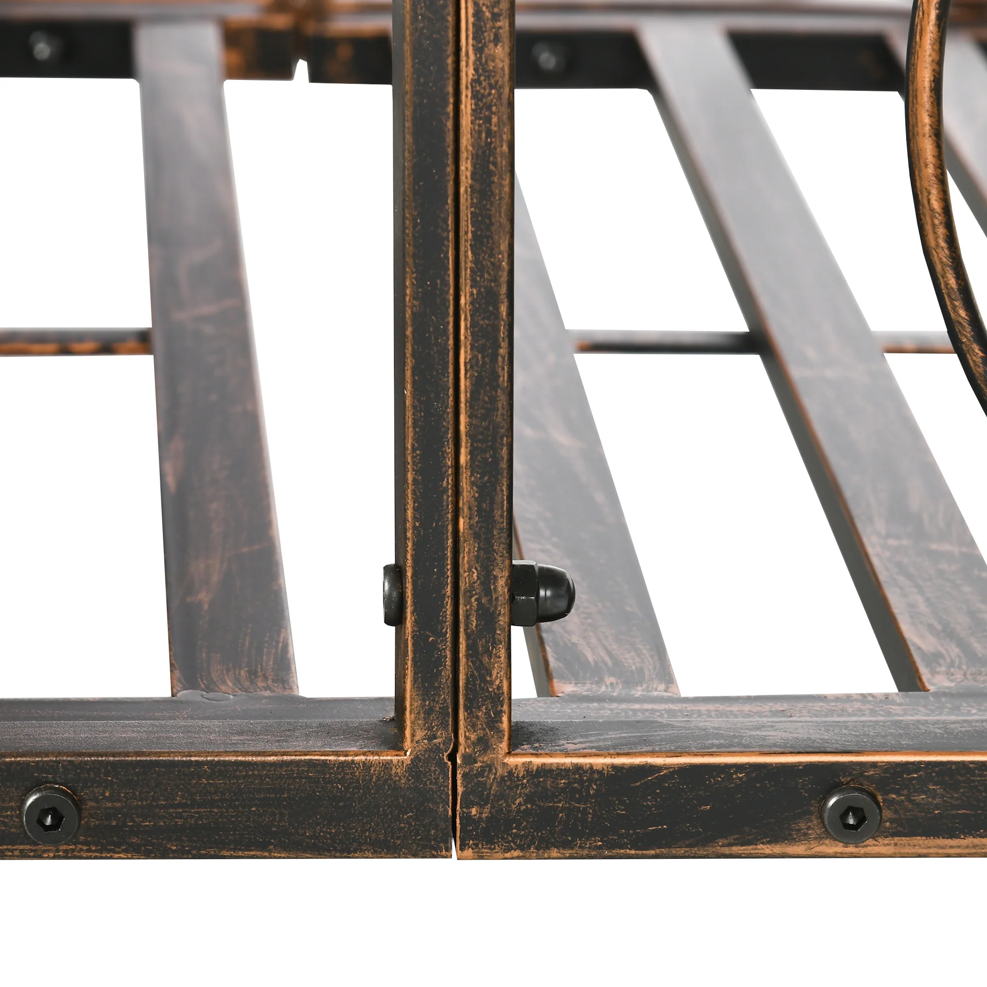 6' Metal Arch Garden Bridge with Safety Siderails, Bronze Footbridge - Image 9