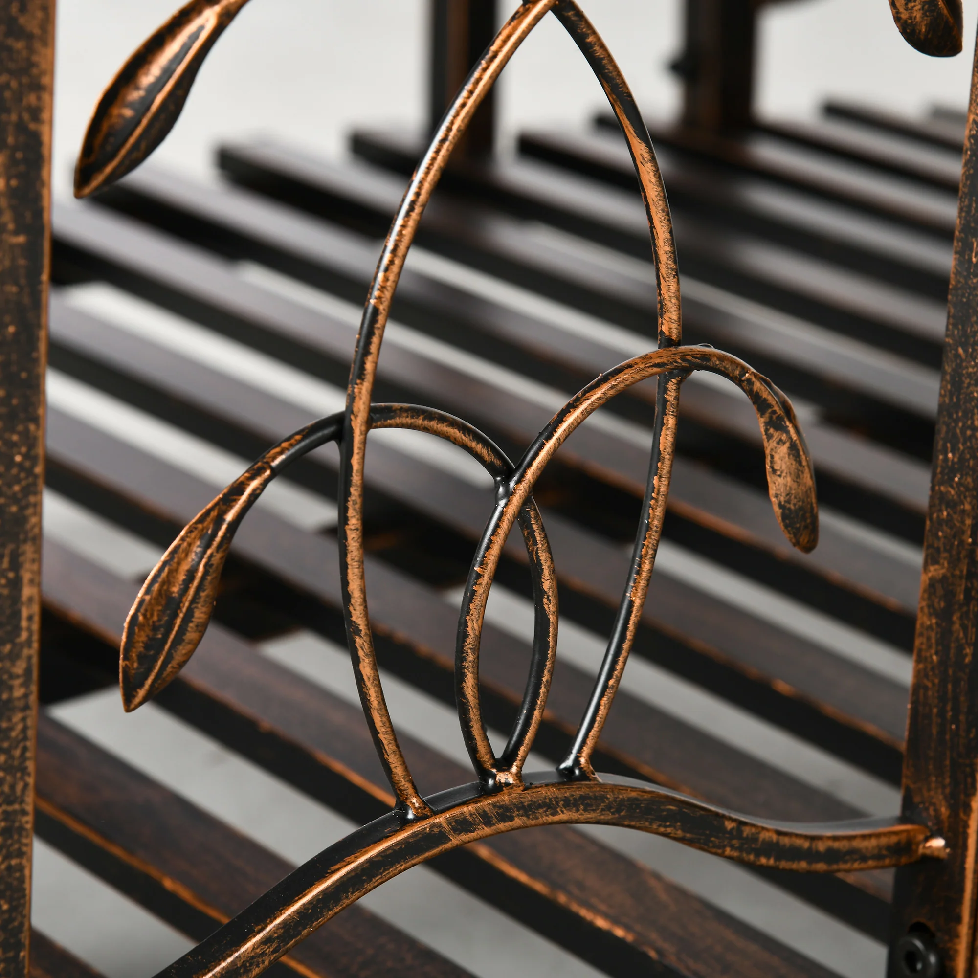 6' Metal Arch Garden Bridge with Safety Rails & 660 lb Capacity, Brown - Image 10