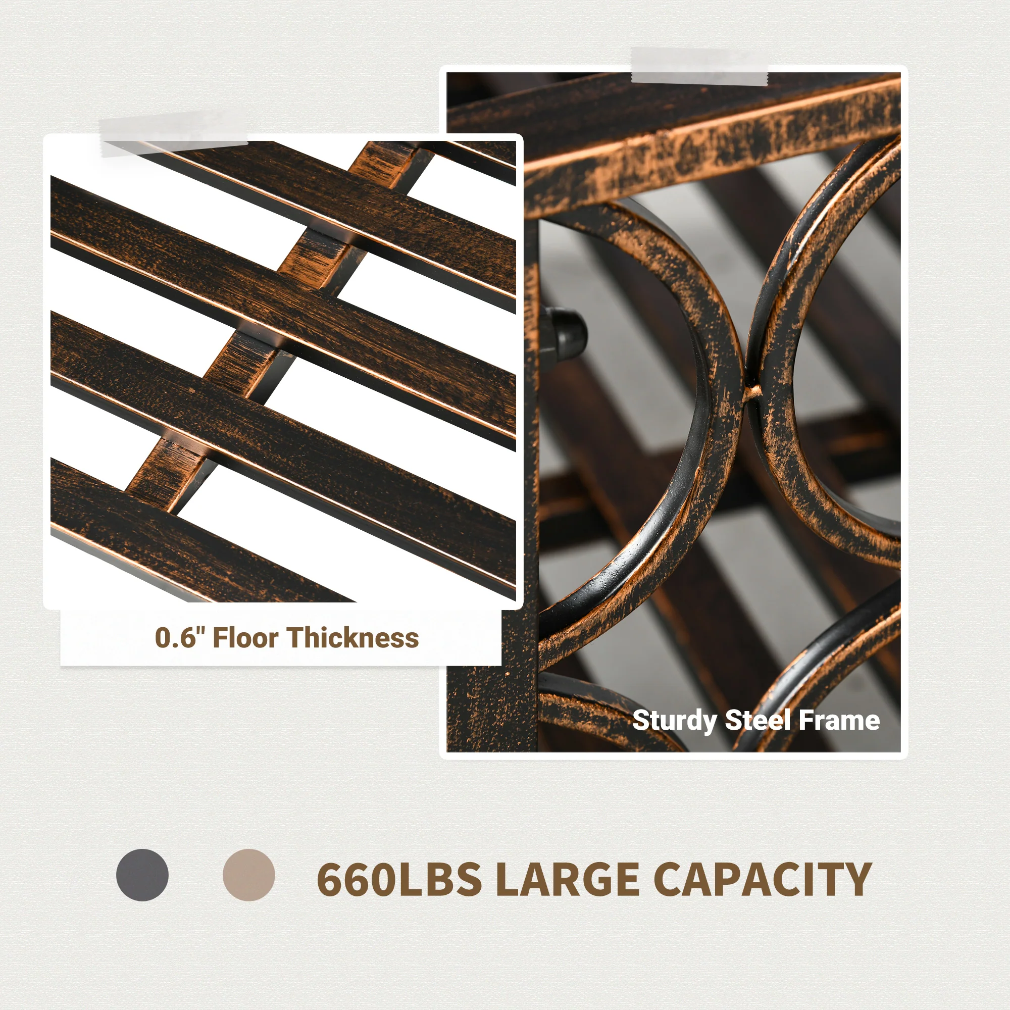 6' Metal Arch Garden Bridge with Safety Rails & 660 lb Capacity, Brown - Image 6