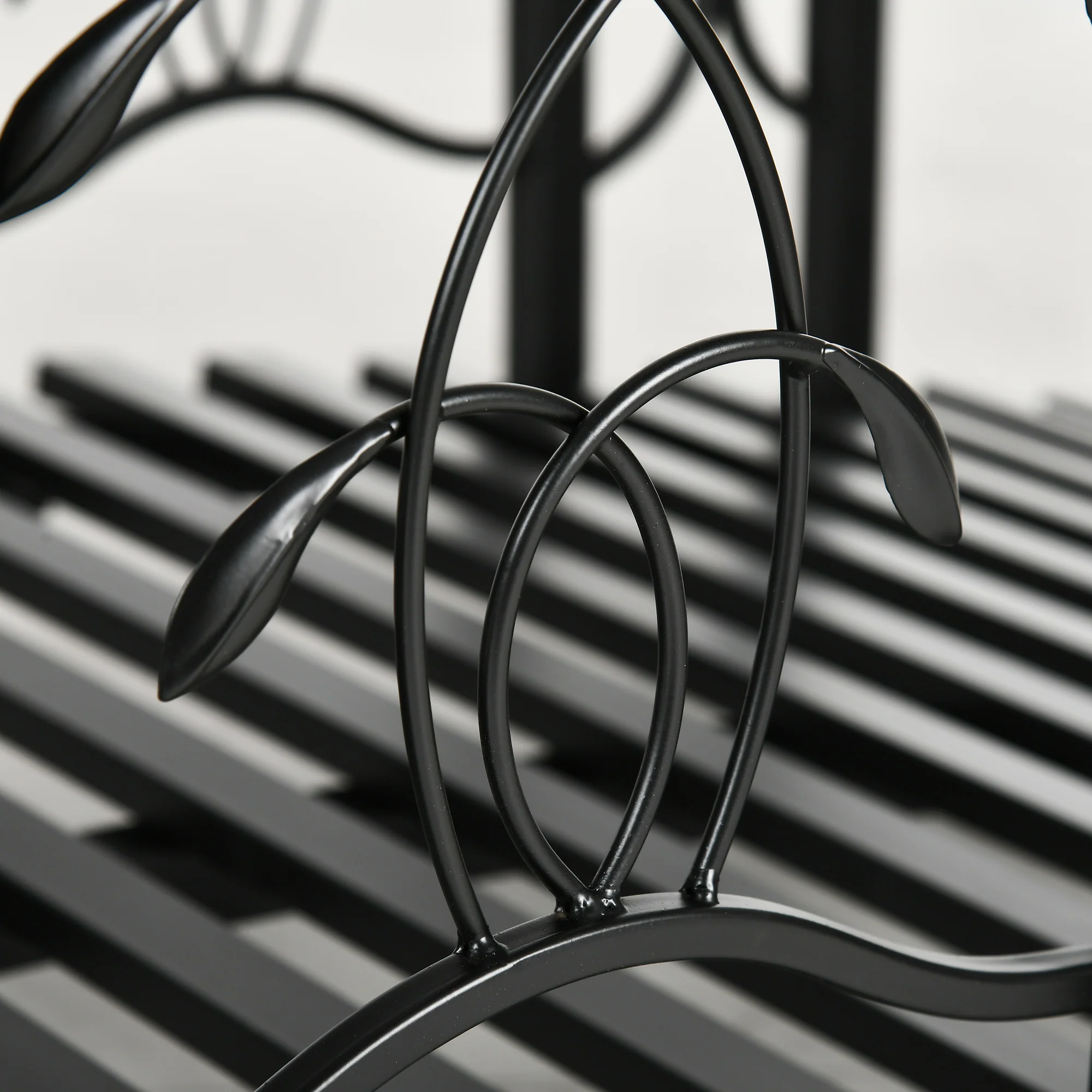 6' Metal Arch Garden Bridge with Safety Rails & Vine Design, 660 lbs Capacity, Black - Image 10