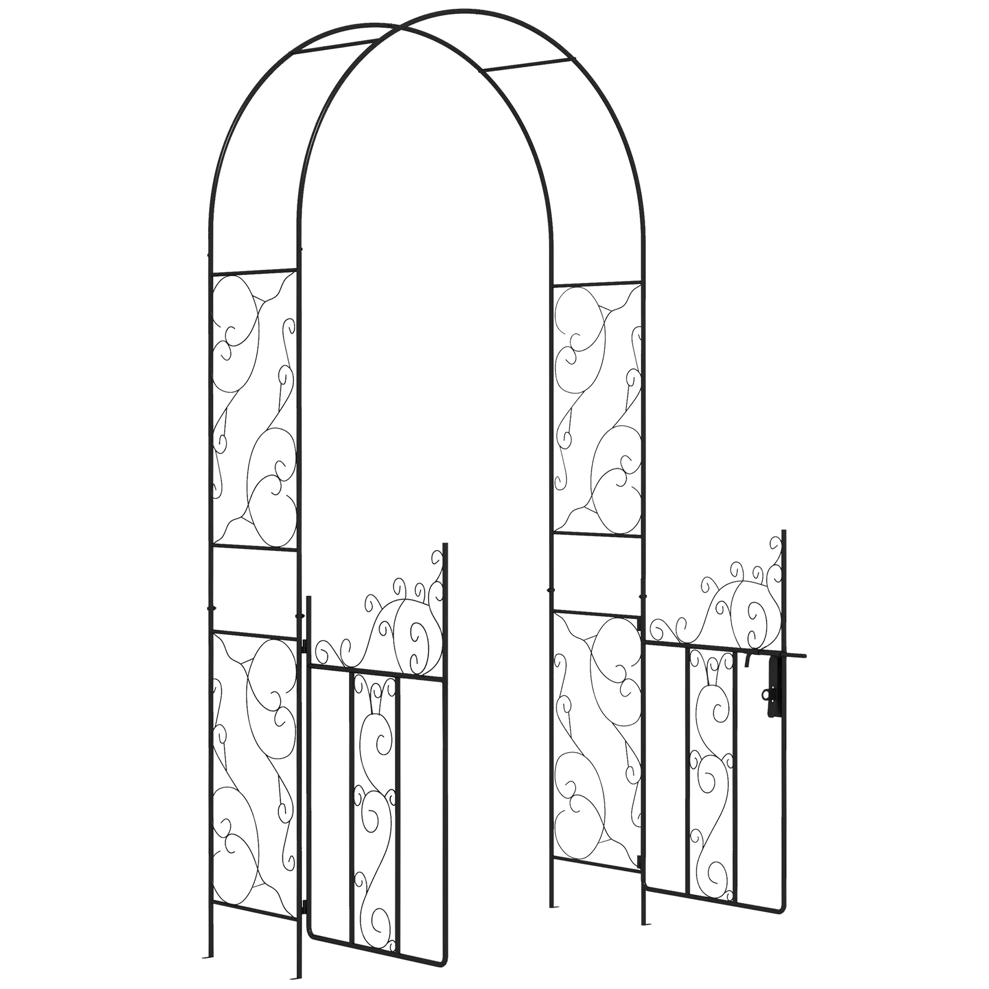 7.5' Metal Garden Arch with Gate for Climbing Plants & Weddings, Black - Image 12