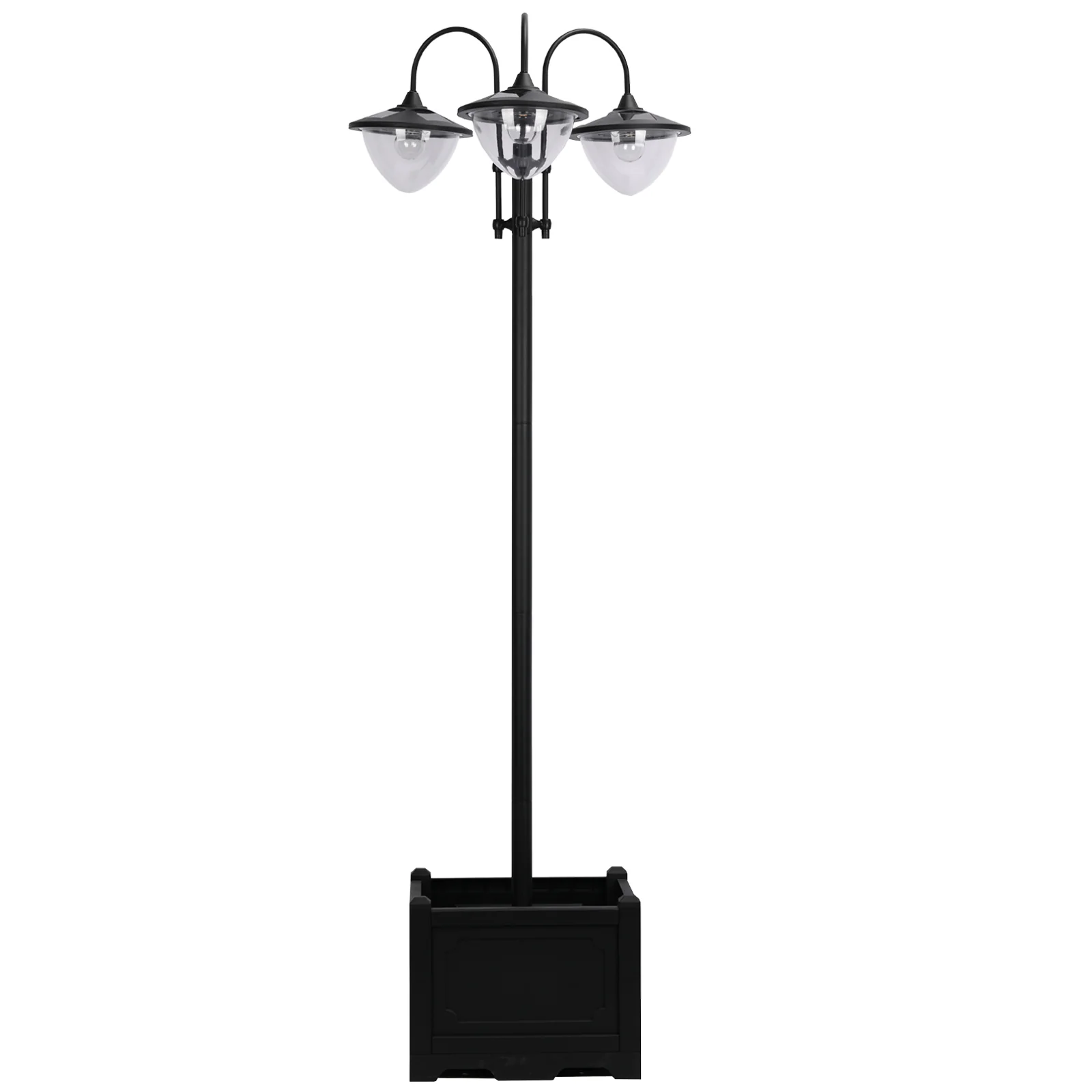74.5" 3-Head Solar Street Light Post with Planter, Auto-On, 6Hr, Black - Image 12