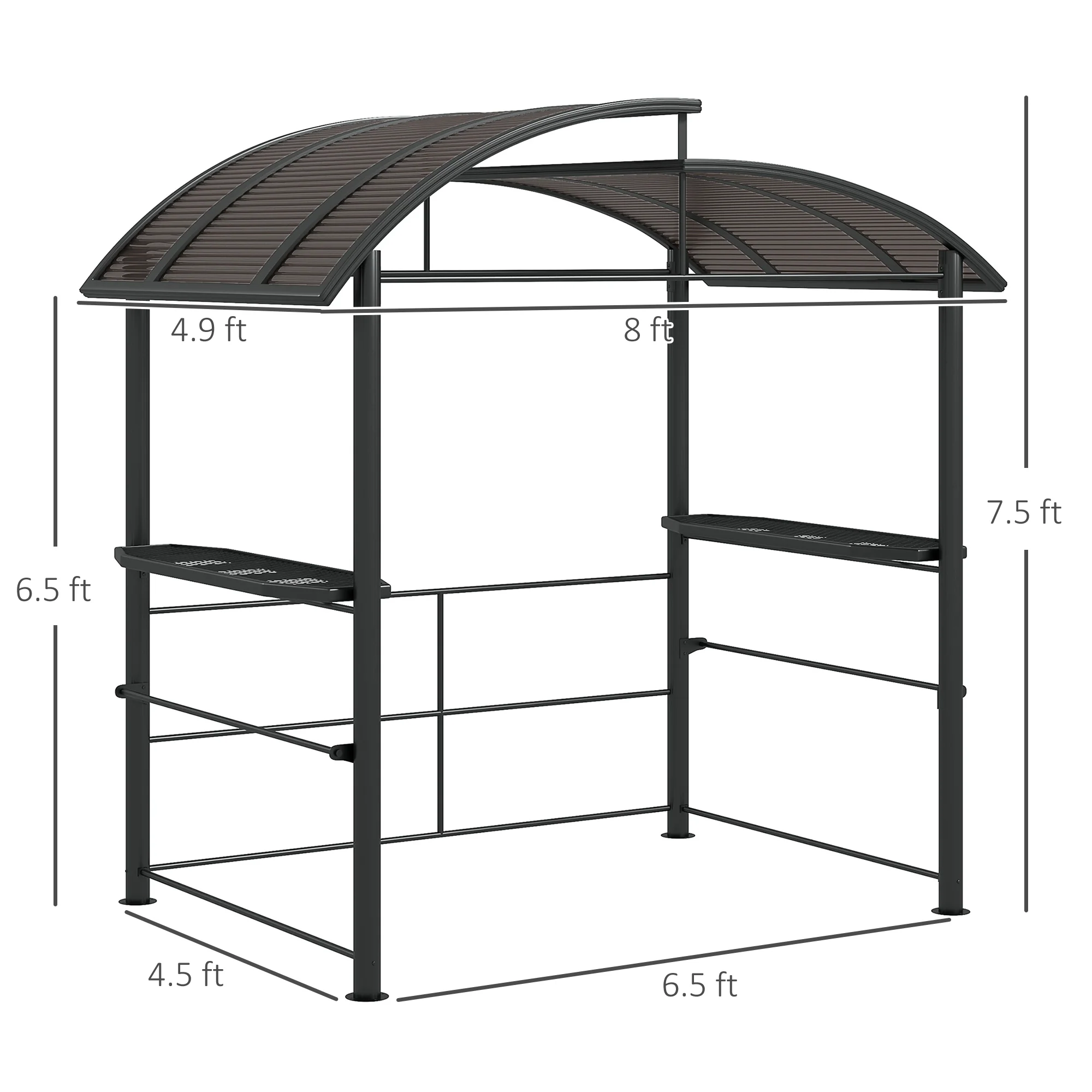 8' x 5' Grill Gazebo Shelter with Vented PC Roof, Side Shelves - Image 5