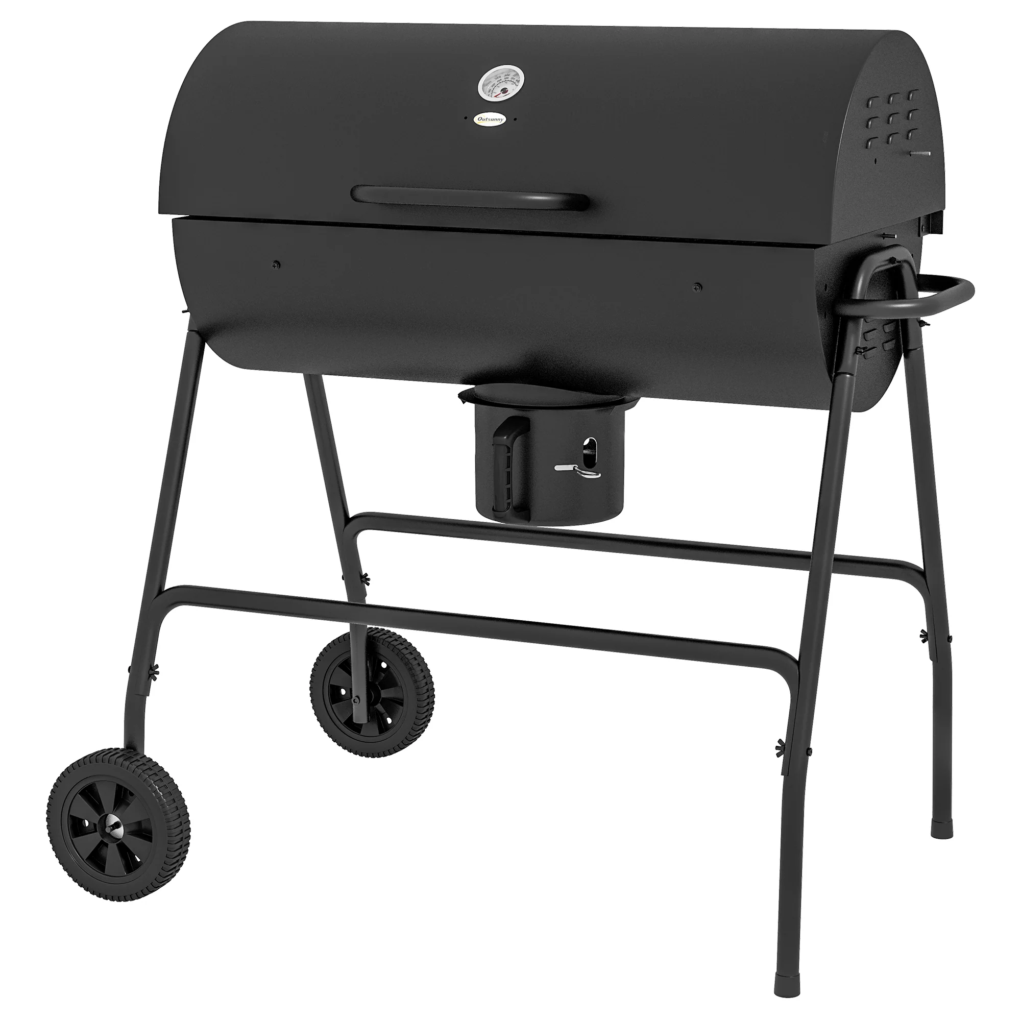 420 sq.in Charcoal BBQ Grill with Wheels, Ash Catcher, Black - Image 12