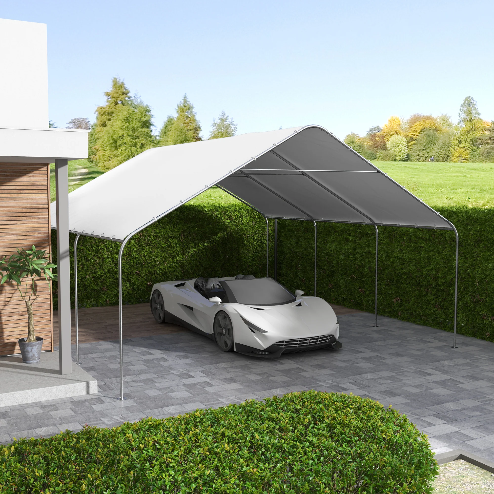 19' x 19.5' Carport, Portable Garage, Anti-UV Cover, Car, Truck, Boat, Catering, Wedding - Image 4