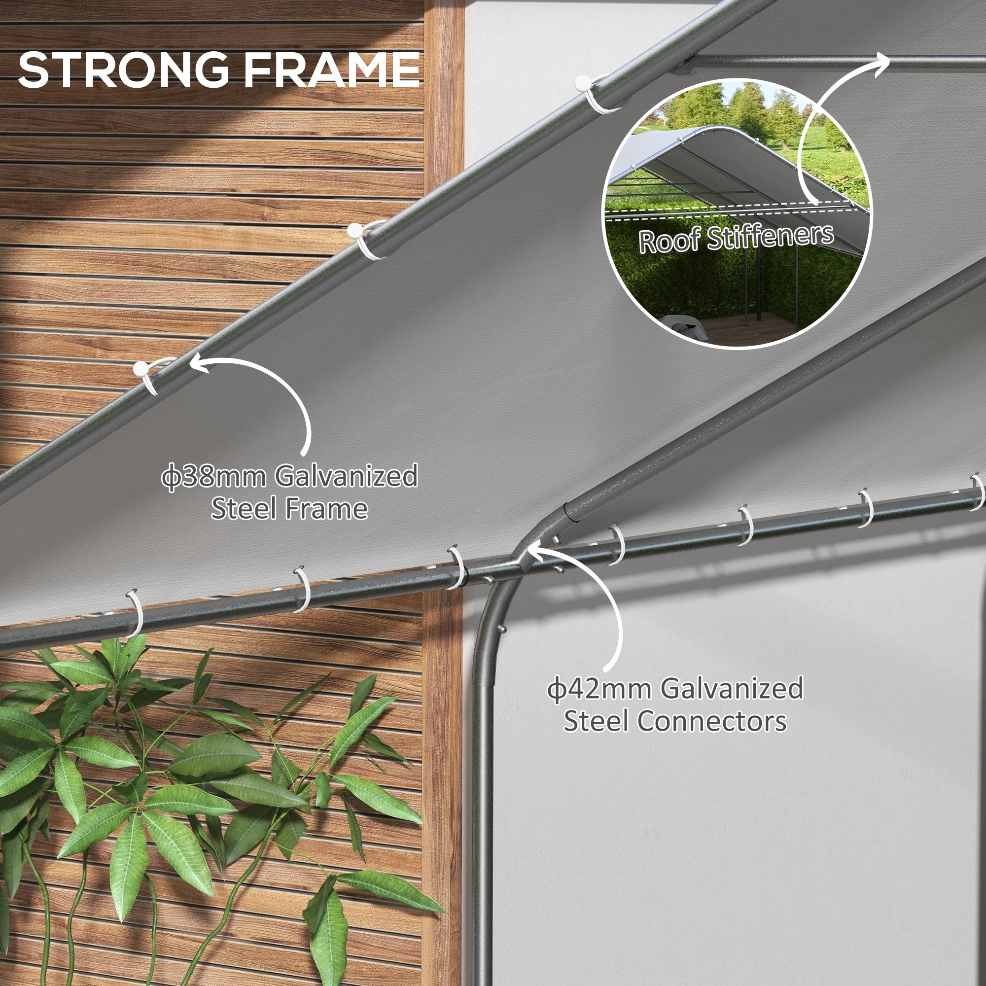 19' x 19.5' Carport, Portable Garage, Anti-UV Cover, Car, Truck, Boat, Catering, Wedding - Image 7