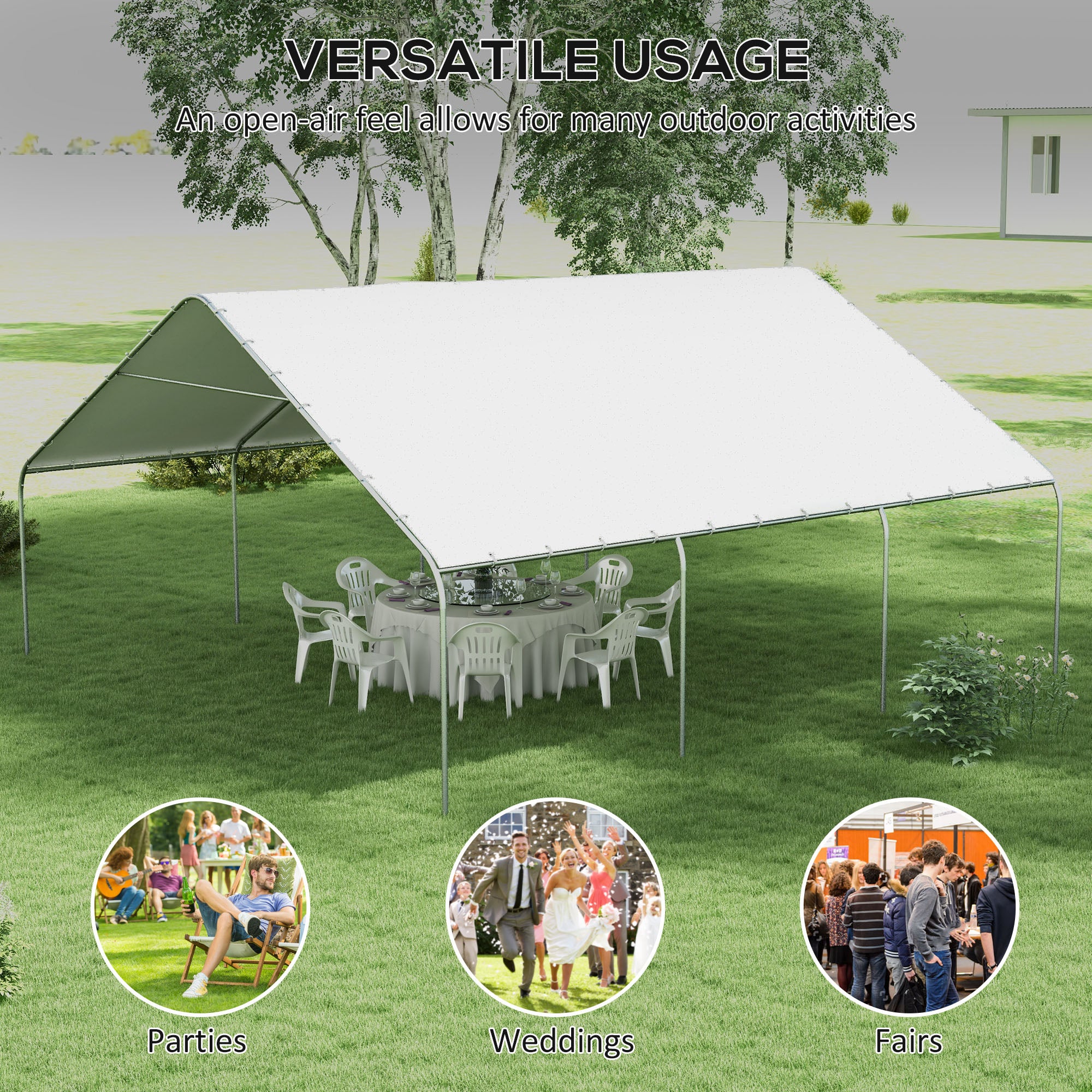 19' x 19.5' Carport, Portable Garage, Anti-UV Cover, Car, Truck, Boat, Catering, Wedding - Image 9