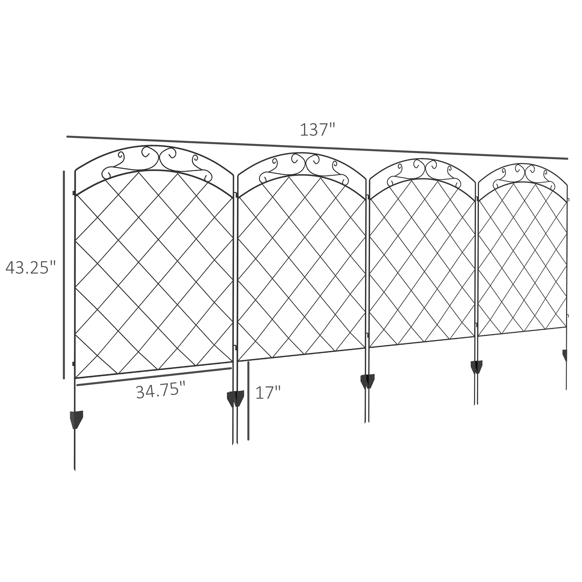 4-Pack Decorative Garden Fence Panels with Swirls for Animal Barrier & Flower Edging - Image 5