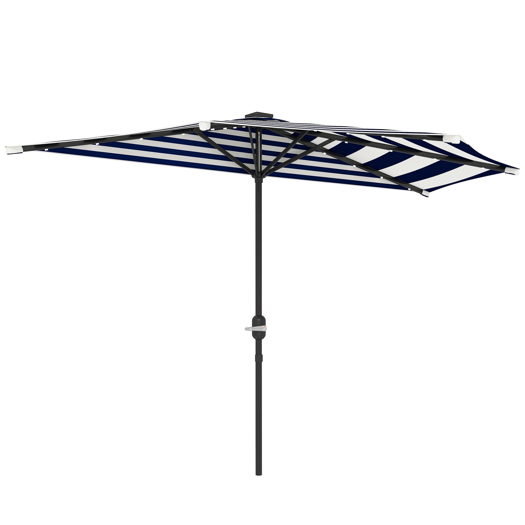 8.5 ft Half Patio Umbrella with UPF 30+ Vented Canopy, Crank Tilt, Navy Blue - Image 12