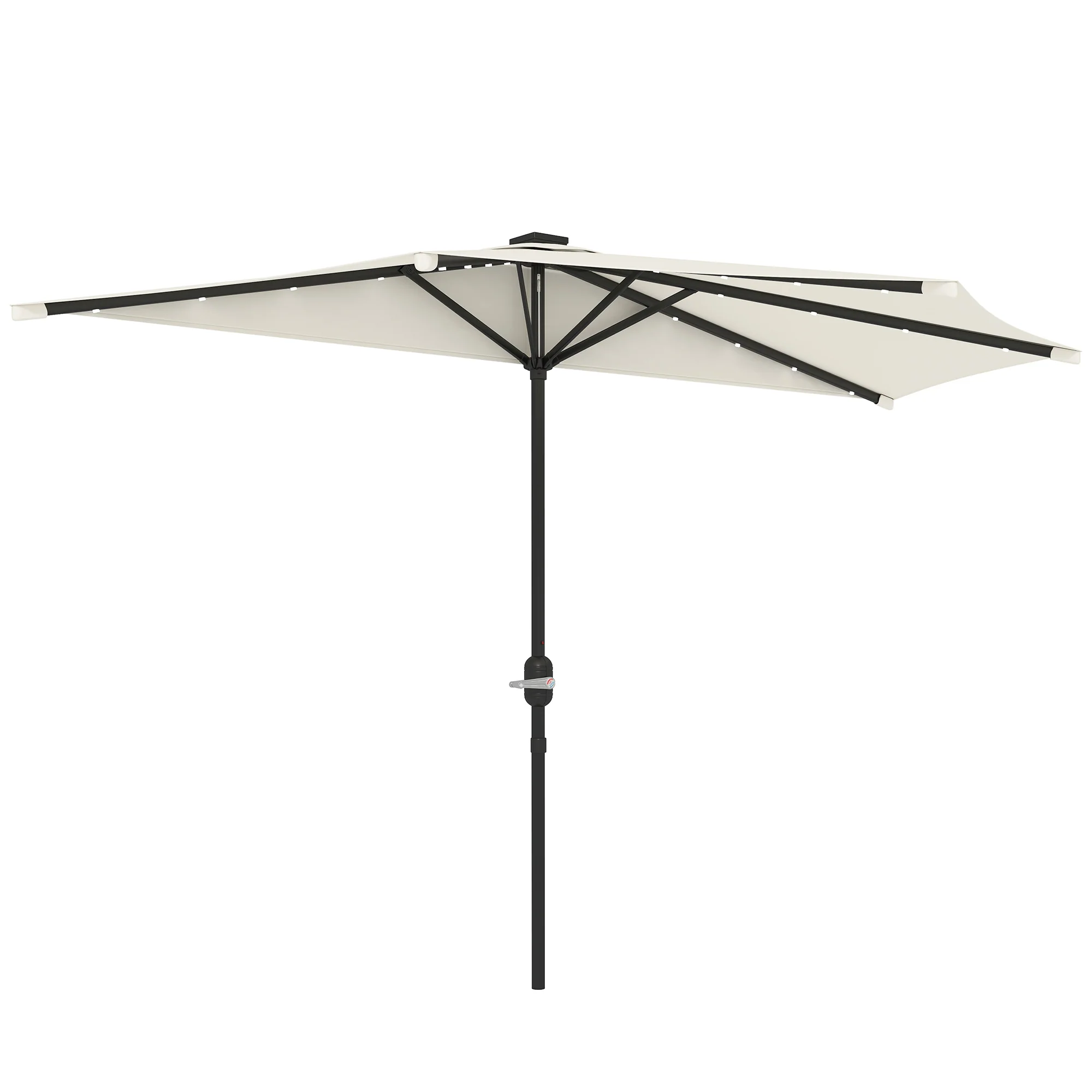 UPF 30+ Vented Half Patio Umbrella with Crank & Tilt, Cream White - Image 12