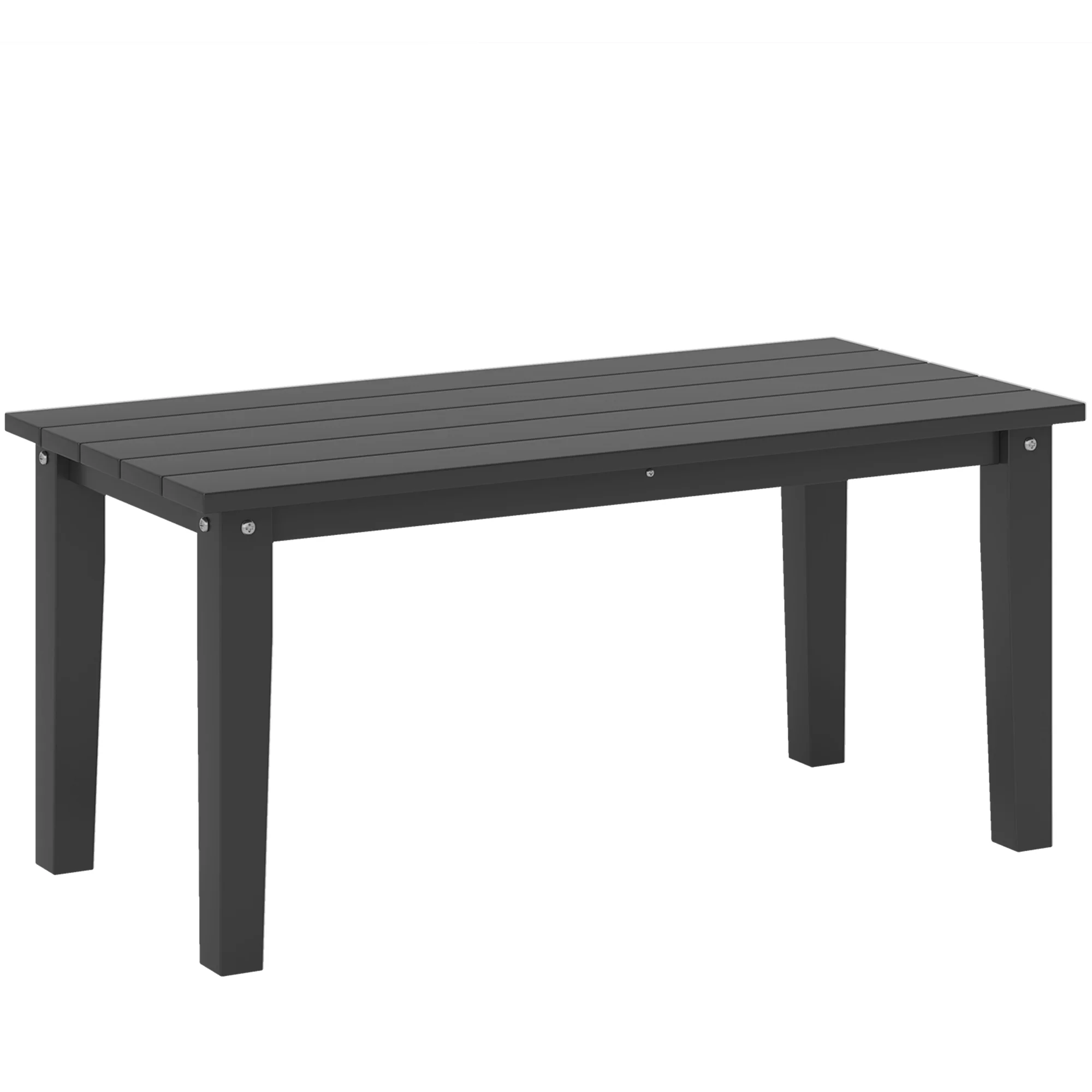 All-Weather HDPE Outdoor Coffee Table with Slatted Tabletop for Garden, Balcony, Backyard, Black - Image 12