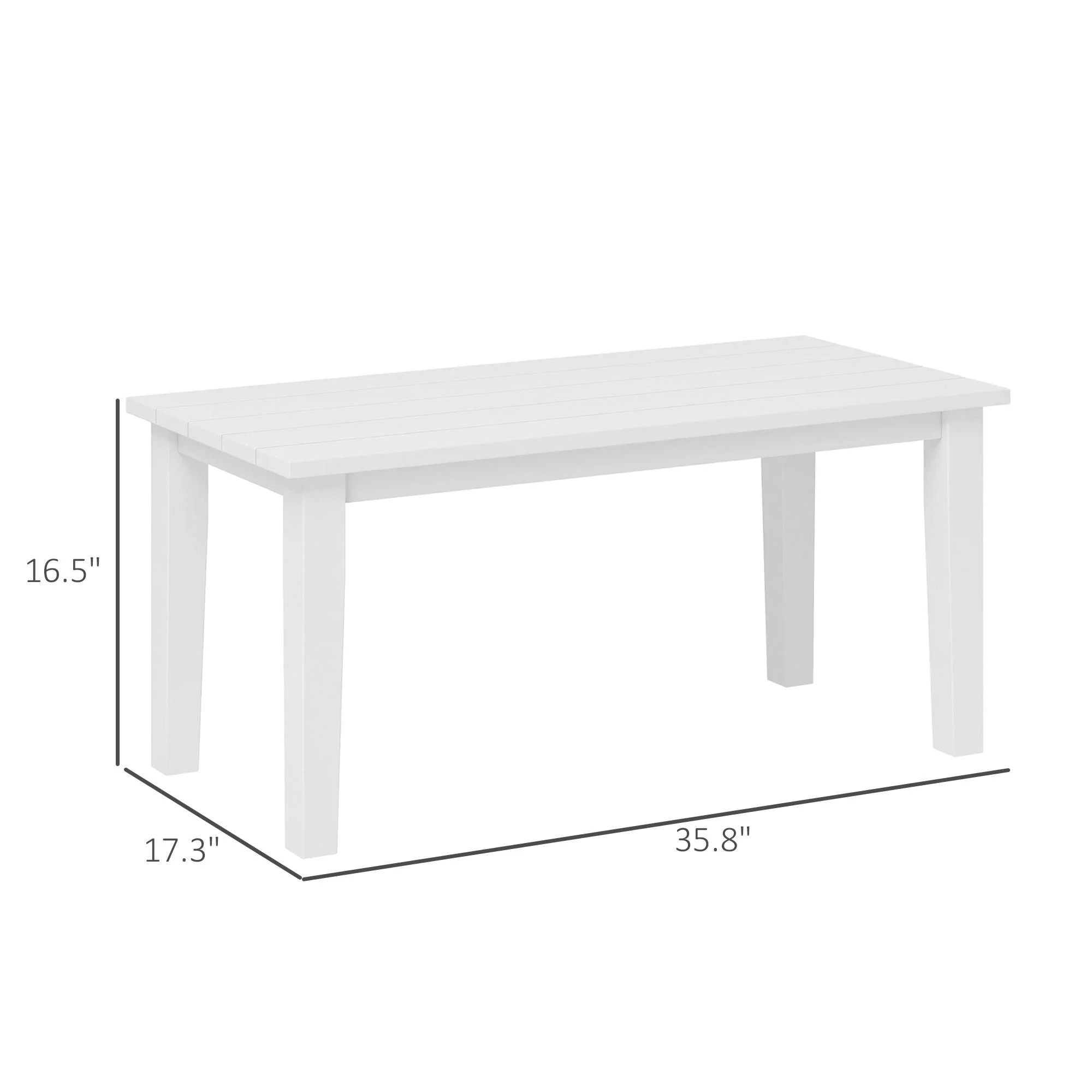 All-Weather HDPE Outdoor Coffee Table with Slatted Tabletop for Garden, Balcony, Backyard, White - Image 5