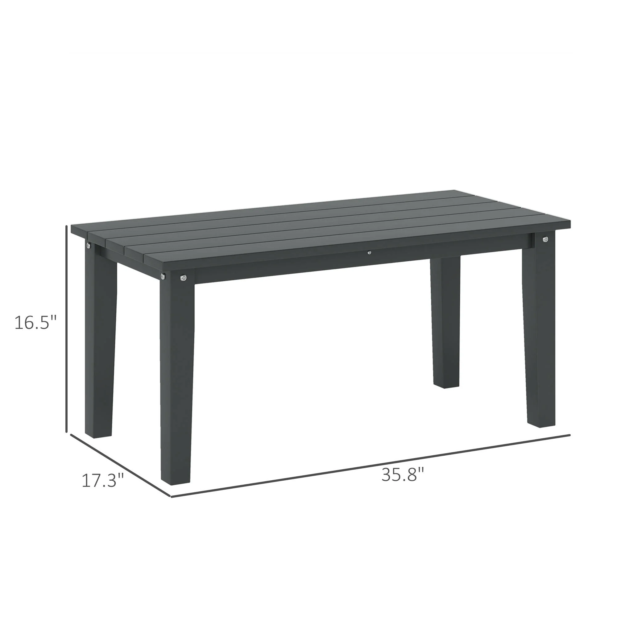 All-Weather HDPE Outdoor Coffee Table with Slatted Tabletop for Garden, Balcony, Backyard, Black - Image 5