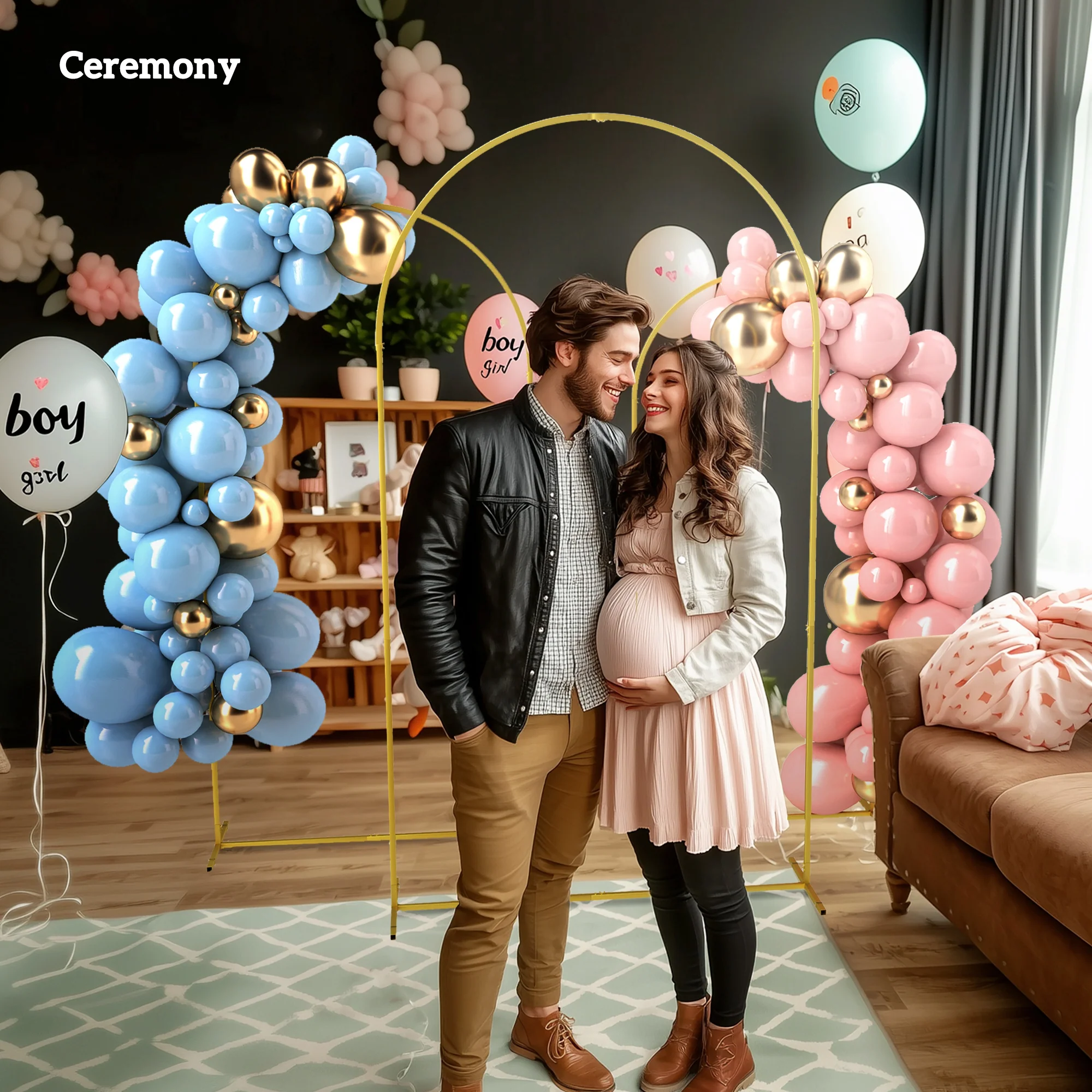 7/6.5/6ft 3-Piece Metal Arch Stand Set for Weddings & Parties, Gold - Image 10