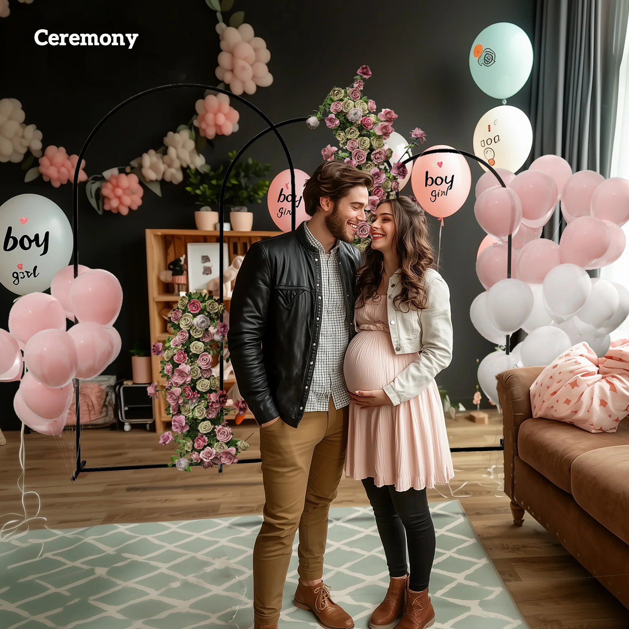 7/6.5/6ft Metal Arch Stand Set of 3 - Black - Image 10