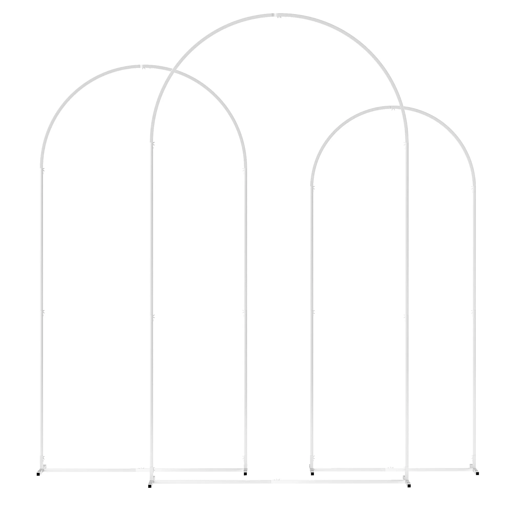 7/6.5/6ft Metal Wedding Arch Frame Backdrop Stand Set of 3, White - Image 12