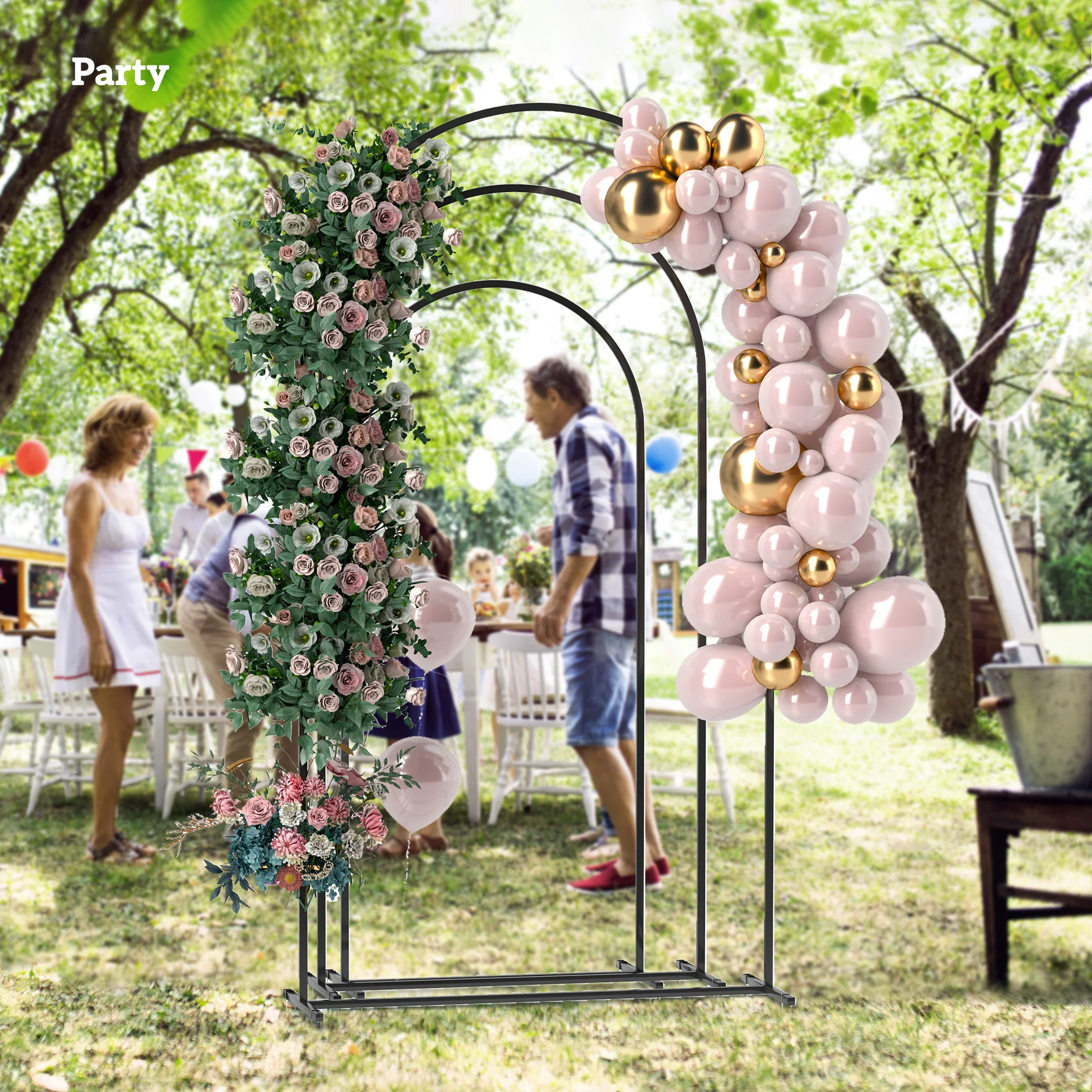 7/6.5/6ft Metal Arch Stand Set of 3 - Black - Image 9