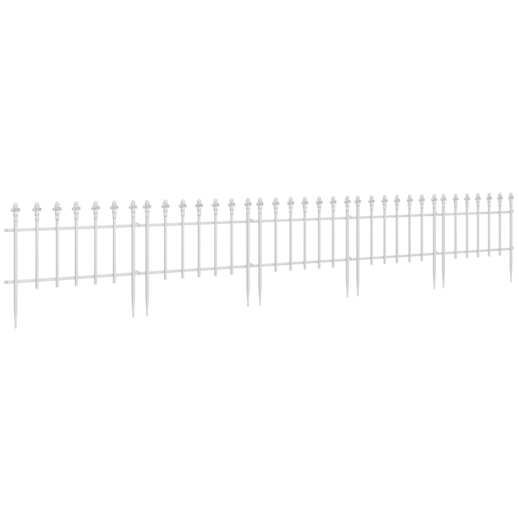 9.2' x 17.25" Decorative Garden Fence, 5 Steel Panels Set for Flower Beds & Animals, White - Image 12