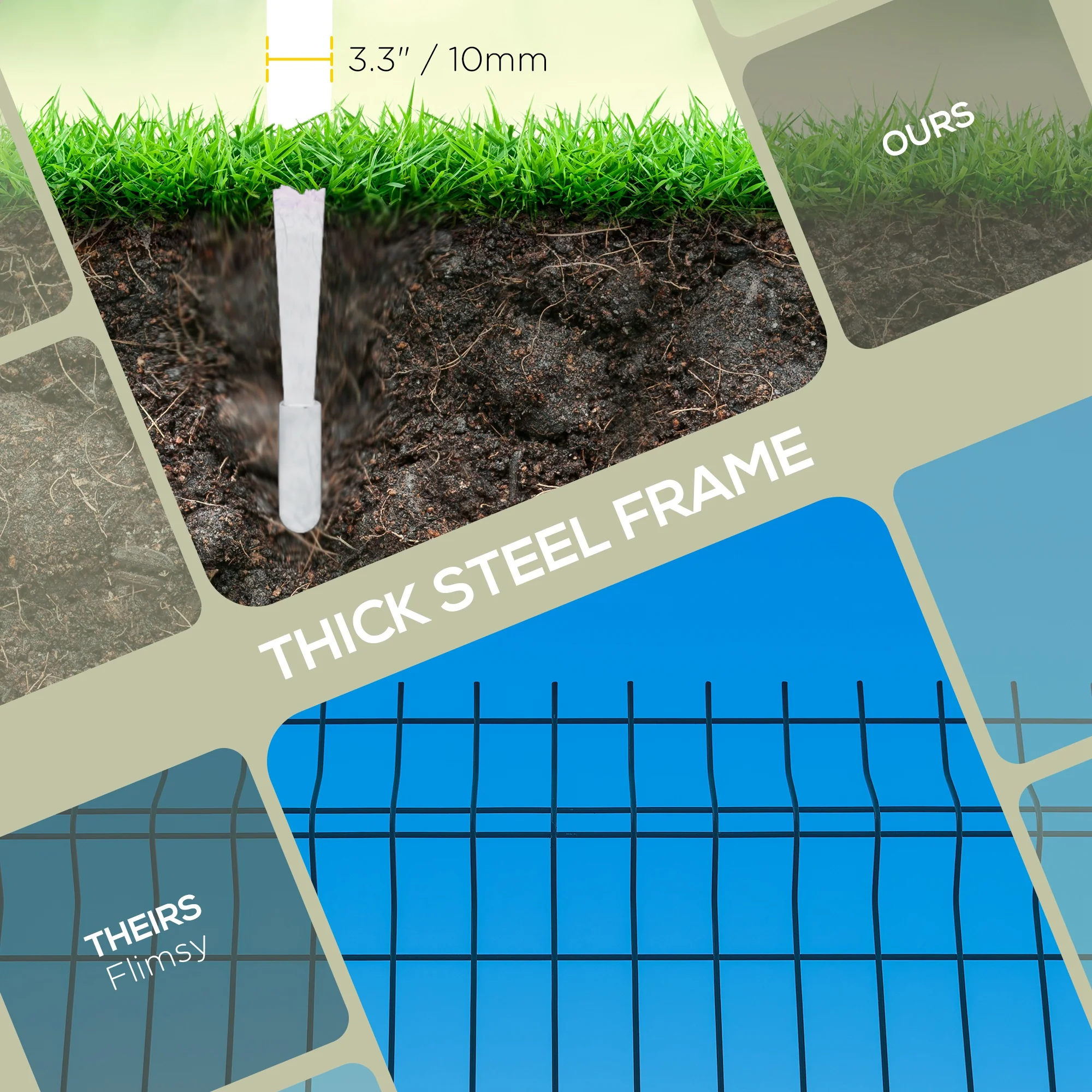 9.2' x 17.25" Decorative Garden Fence, 5 Steel Panels Set for Flower Beds & Animals, White - Image 8