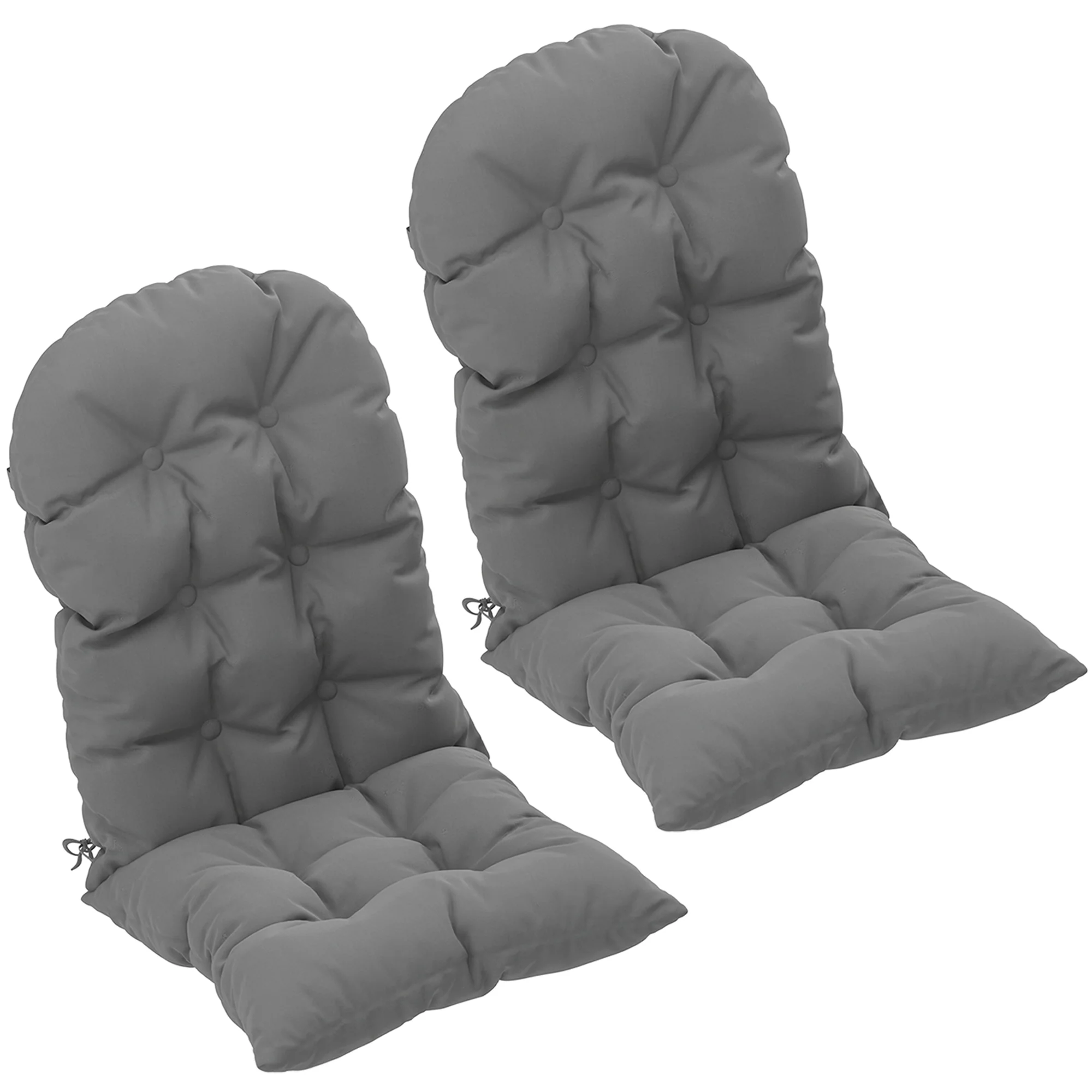 Set of 2 Adirondack Chair Cushions, Tufted High Back, Non-Slip, Gray - Image 9