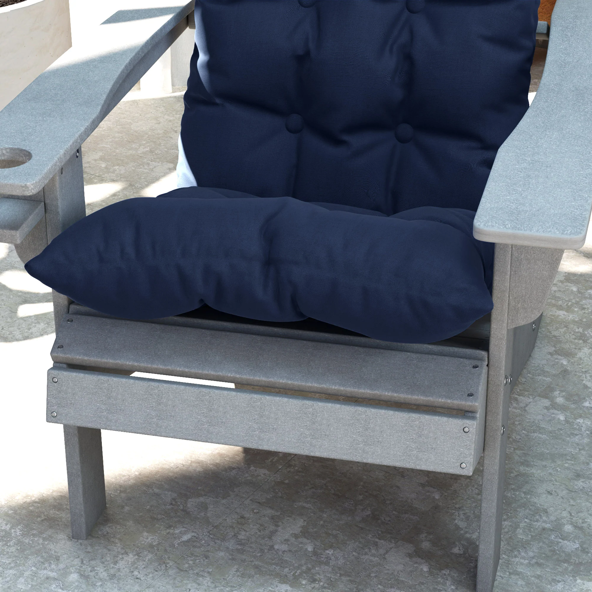 Set of 2 Adirondack Chair Cushions, Tufted High Back, Non-Slip, Navy Blue - Image 11