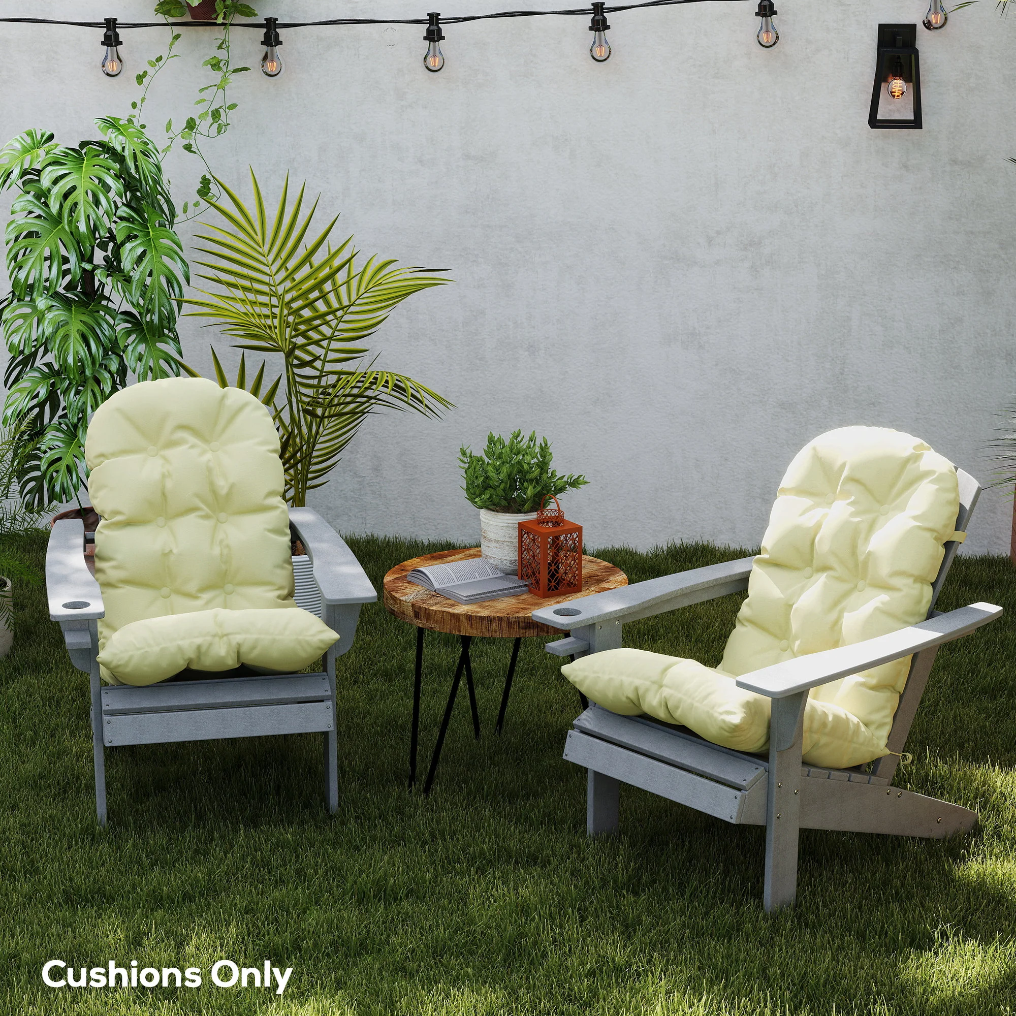 Set of 2 Adirondack Chair Cushions, Tufted High Back, Non-Slip, Beige - Image 4