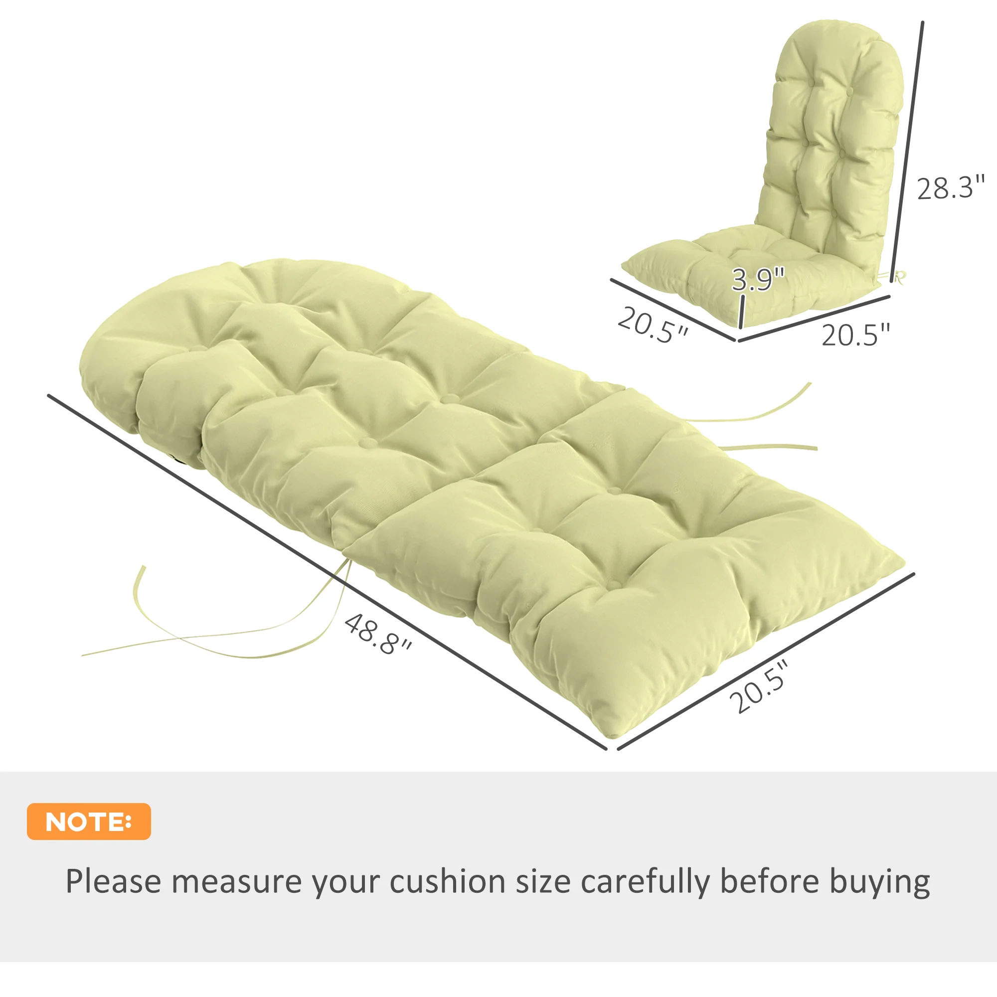 Set of 2 Adirondack Chair Cushions, Tufted High Back, Non-Slip, Beige - Image 5