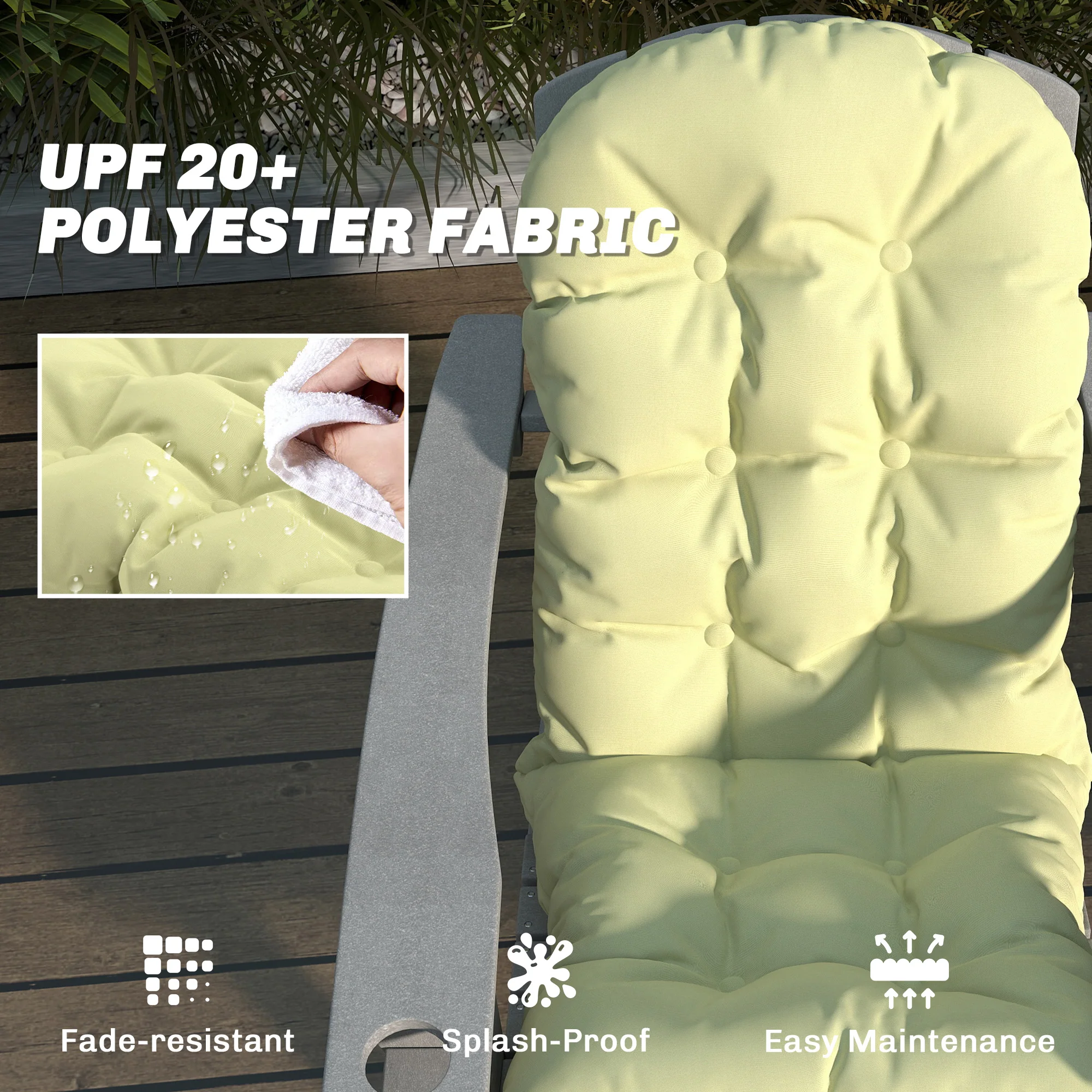 Set of 2 Adirondack Chair Cushions, Tufted High Back, Non-Slip, Beige - Image 7