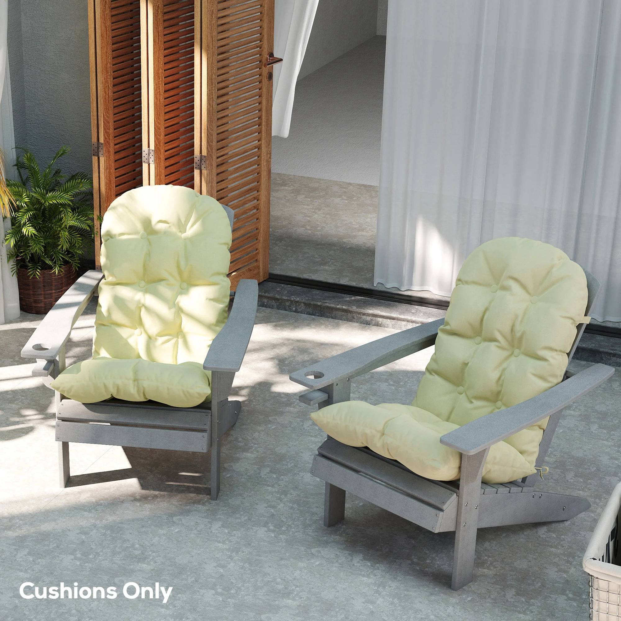 Set of 2 Adirondack Chair Cushions, Tufted High Back, Non-Slip, Beige - Image 9