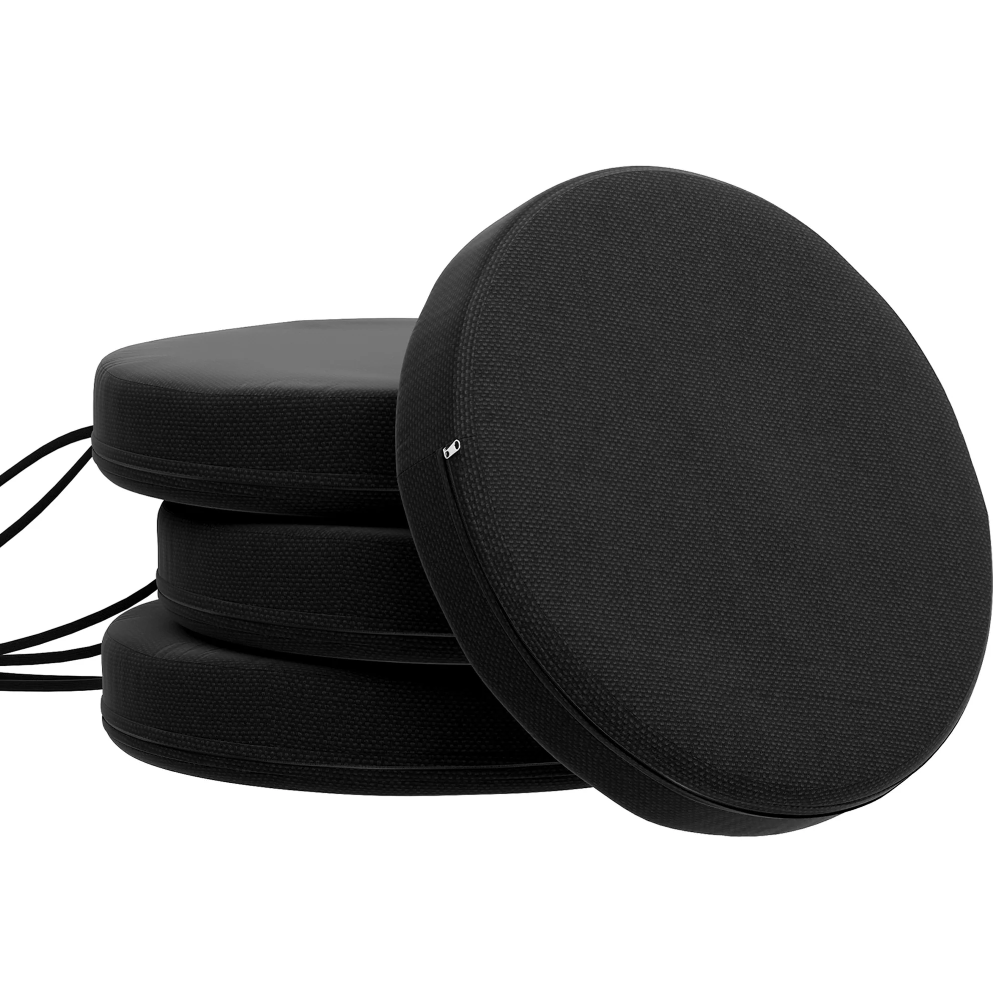 15" x 15" x 3" Round Seat Cushions for Dining Bistro Chairs, Machine Washable, Black - Image 12