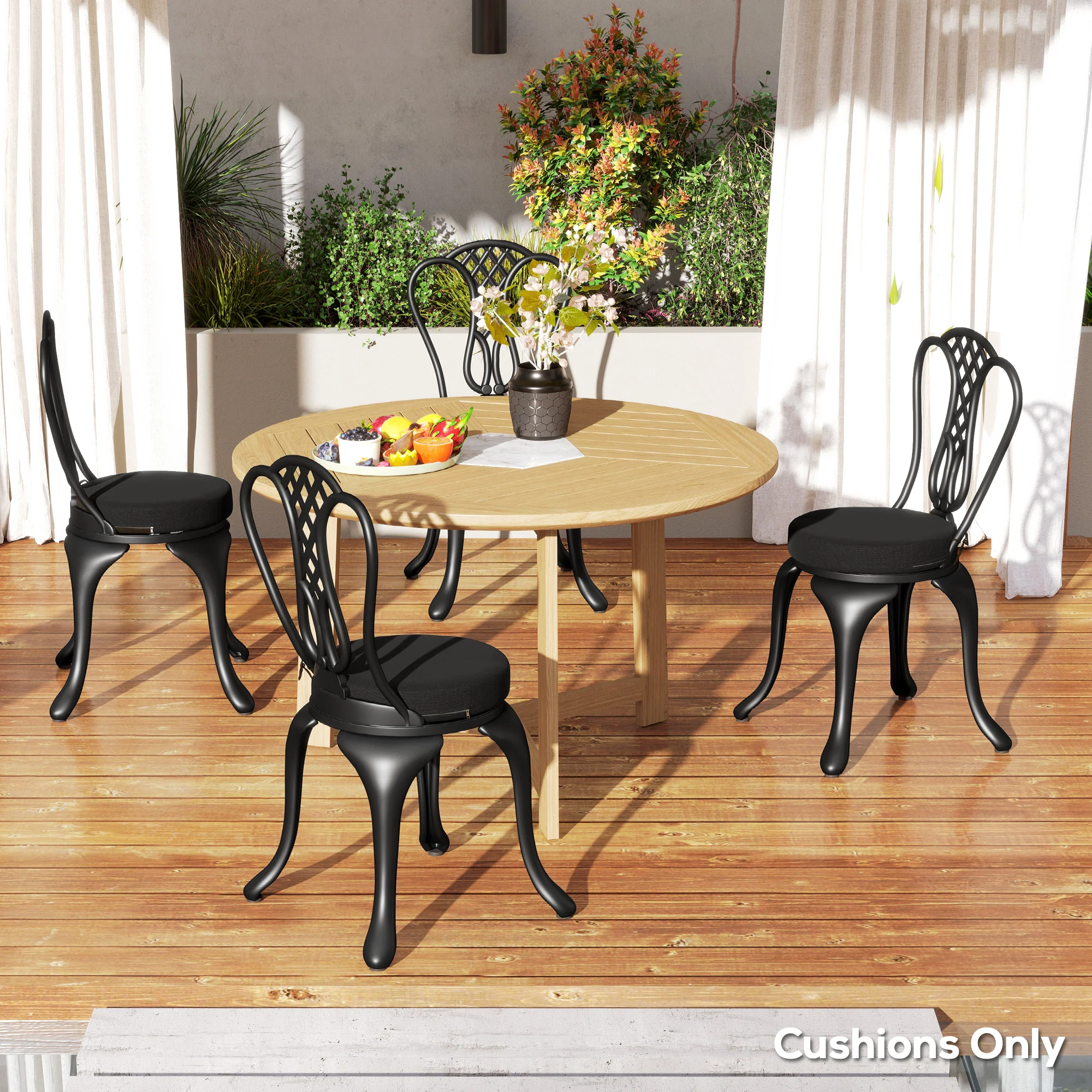 15" x 15" x 3" Round Seat Cushions for Dining Bistro Chairs, Machine Washable, Black - Image 3