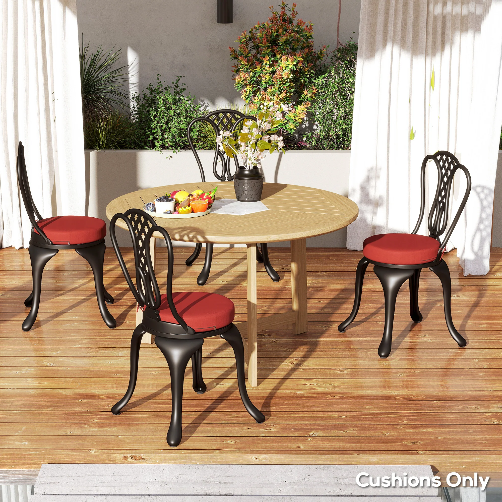 15" x 15" x 3" Round Seat Cushions for Dining Chairs, Machine Washable, Wine Red - Image 3