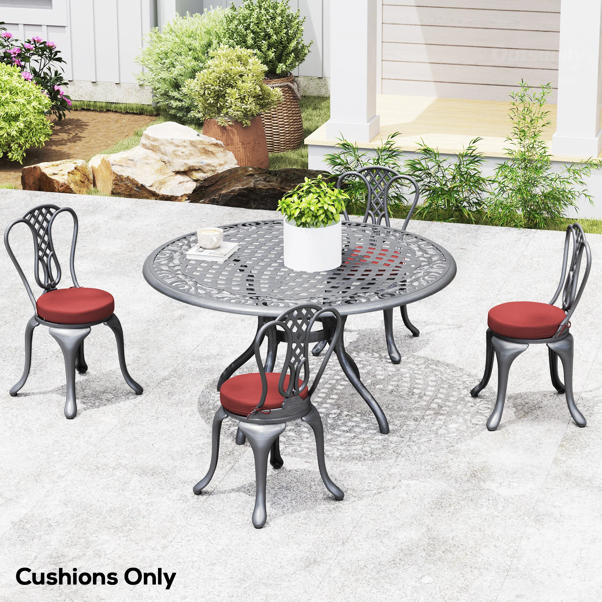 15" x 15" x 3" Round Seat Cushions for Dining Chairs, Machine Washable, Wine Red - Image 4