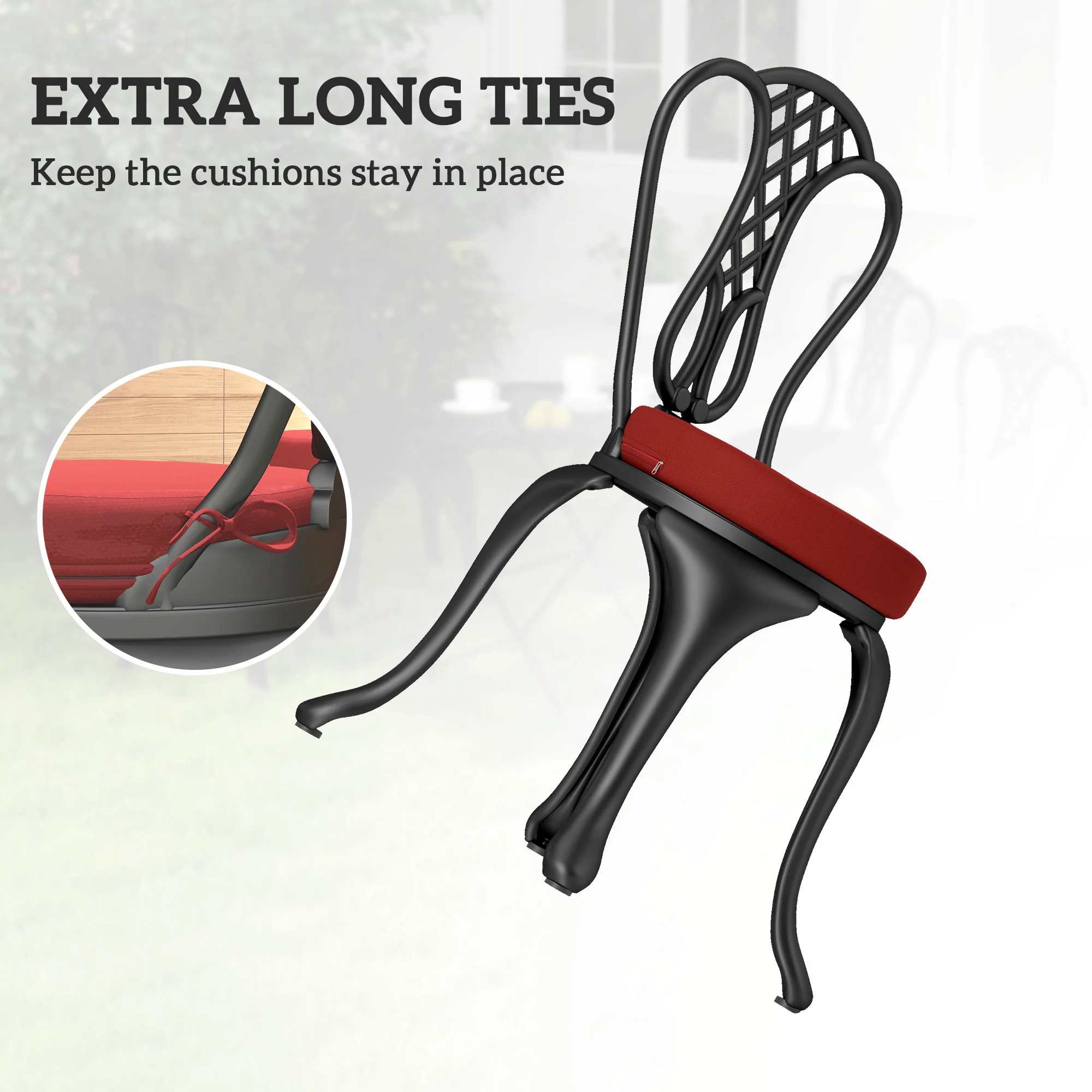 15" x 15" x 3" Round Seat Cushions for Dining Chairs, Machine Washable, Wine Red - Image 7