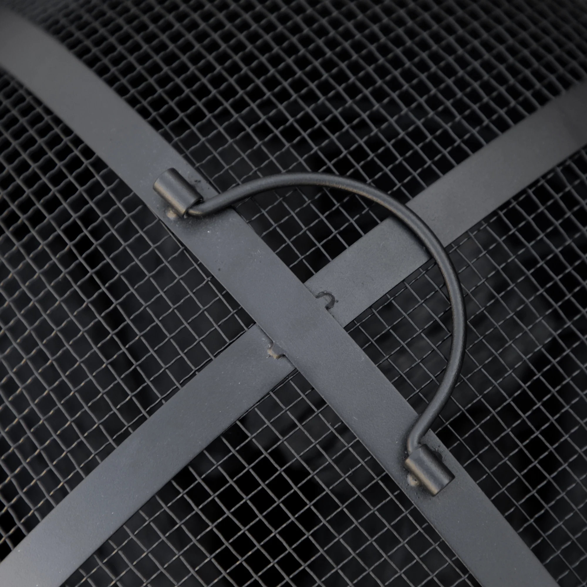 18 Inch Metal Wood Burning Fire Pit with Spark Cover, Poker & Woodgrain Design, Dark Brown - Image 11