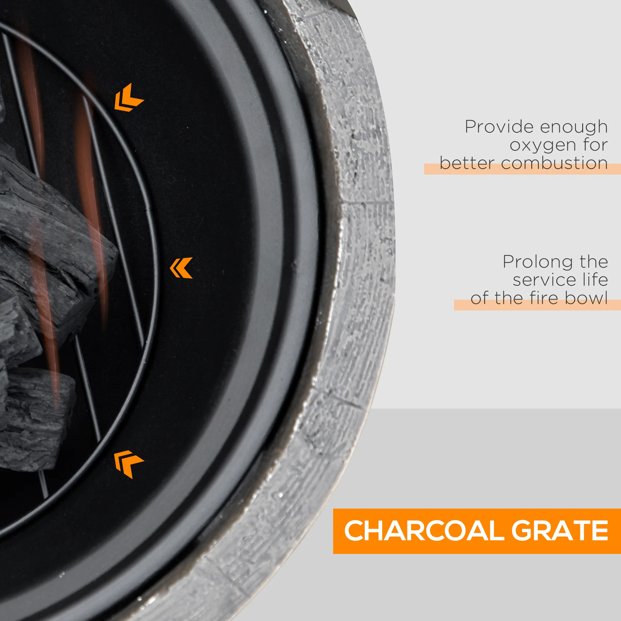 18 Inch Metal Wood Burning Fire Pit with Spark Cover, Poker & Woodgrain Design, Dark Brown - Image 8